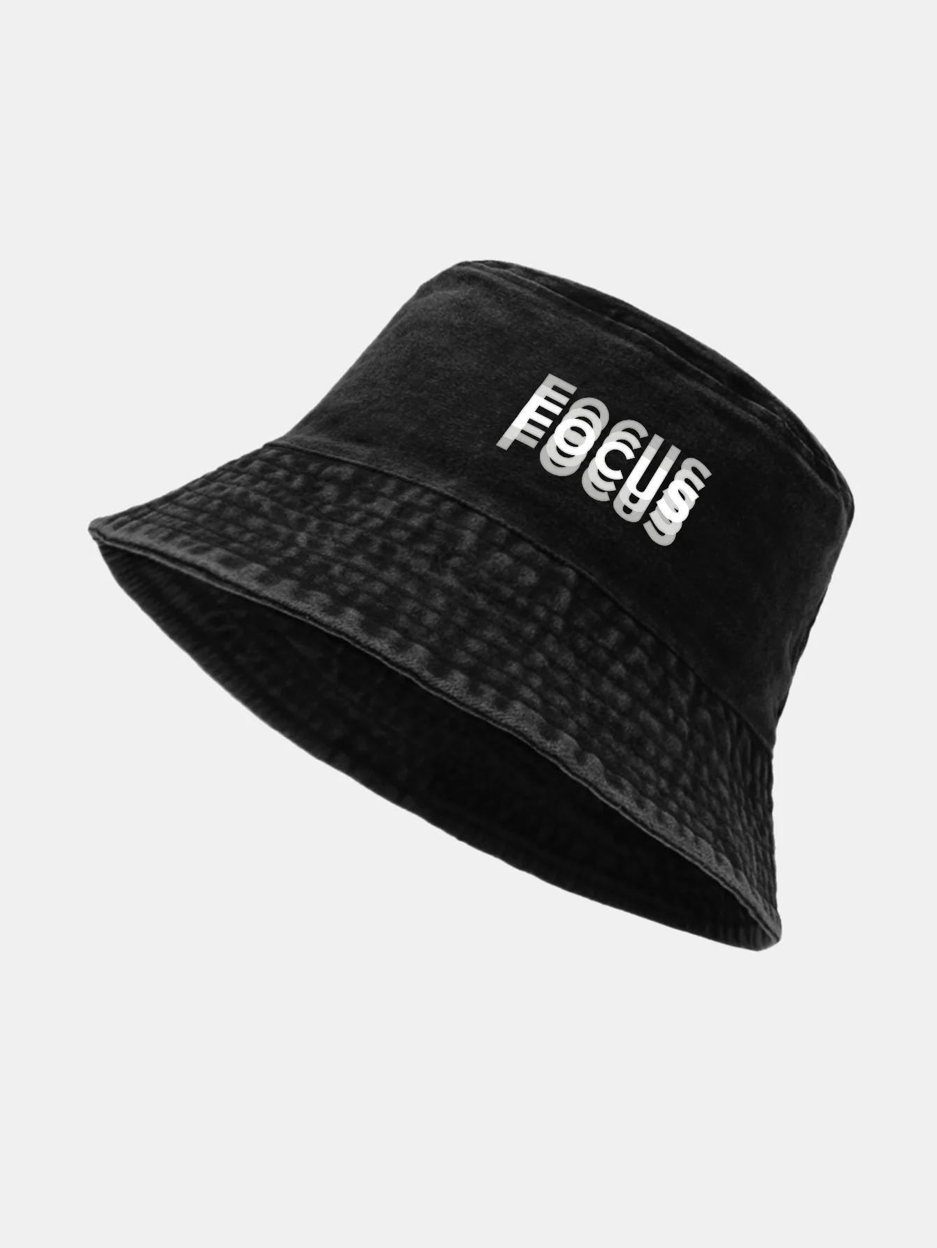 Focus Print Washed Distressed Bucket Hat - Image 2