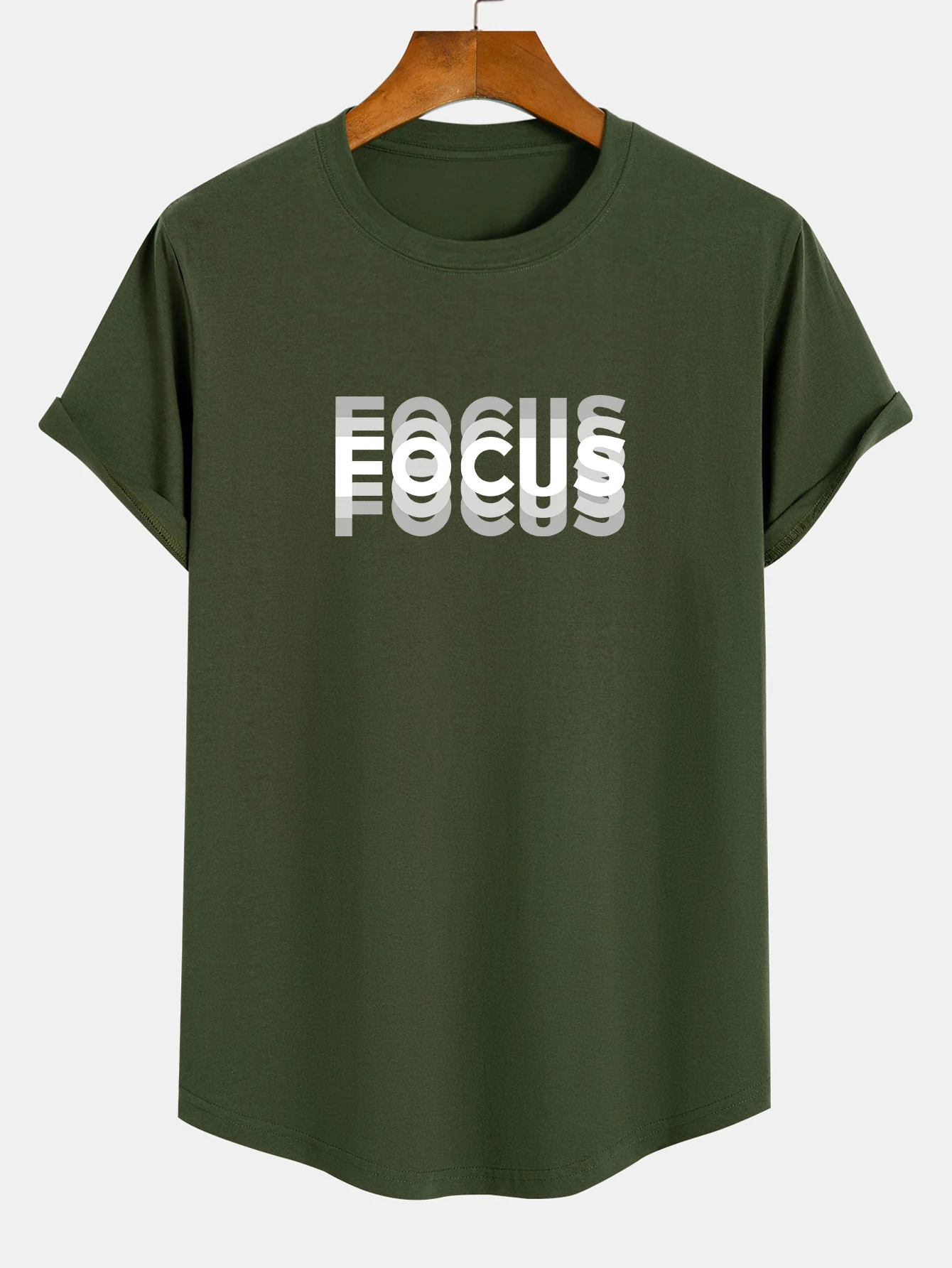Focus Slogan Druck Baumwolle Bogen Saum T-Shirt - Image 2