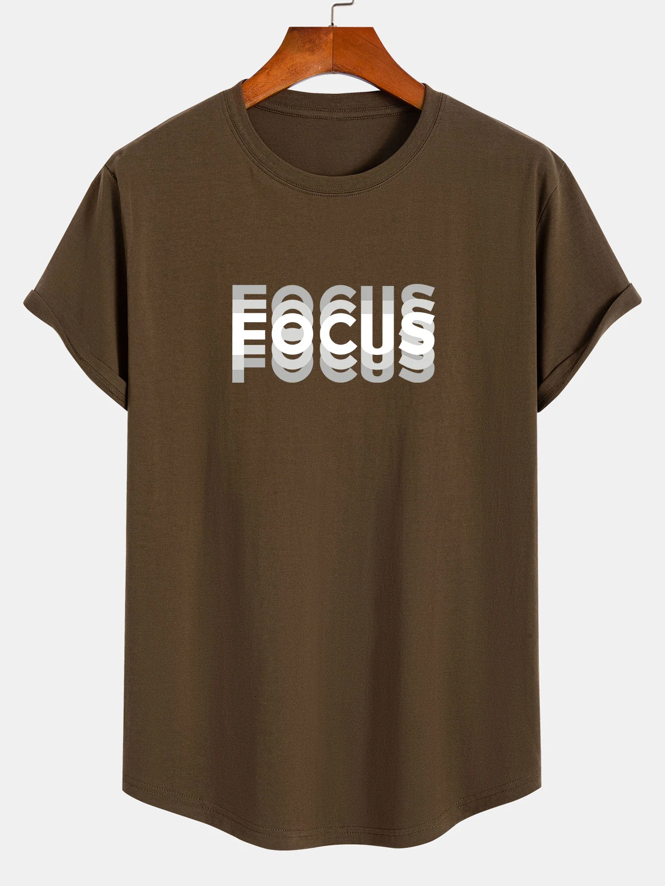Focus Slogan Druck Baumwolle Bogen Saum T-Shirt - Image 3