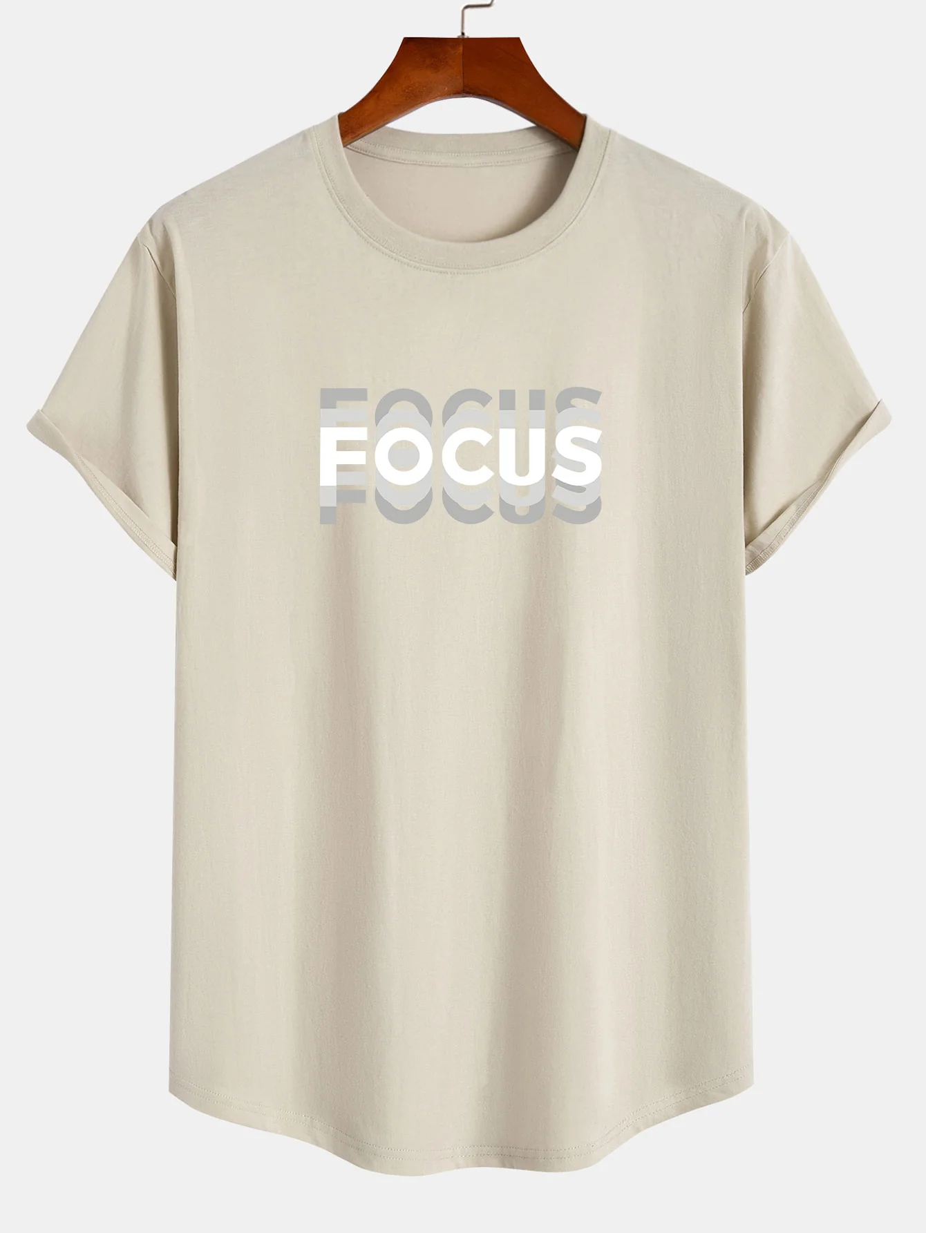 Focus Slogan Druck Baumwolle Bogen Saum T-Shirt - Image 4