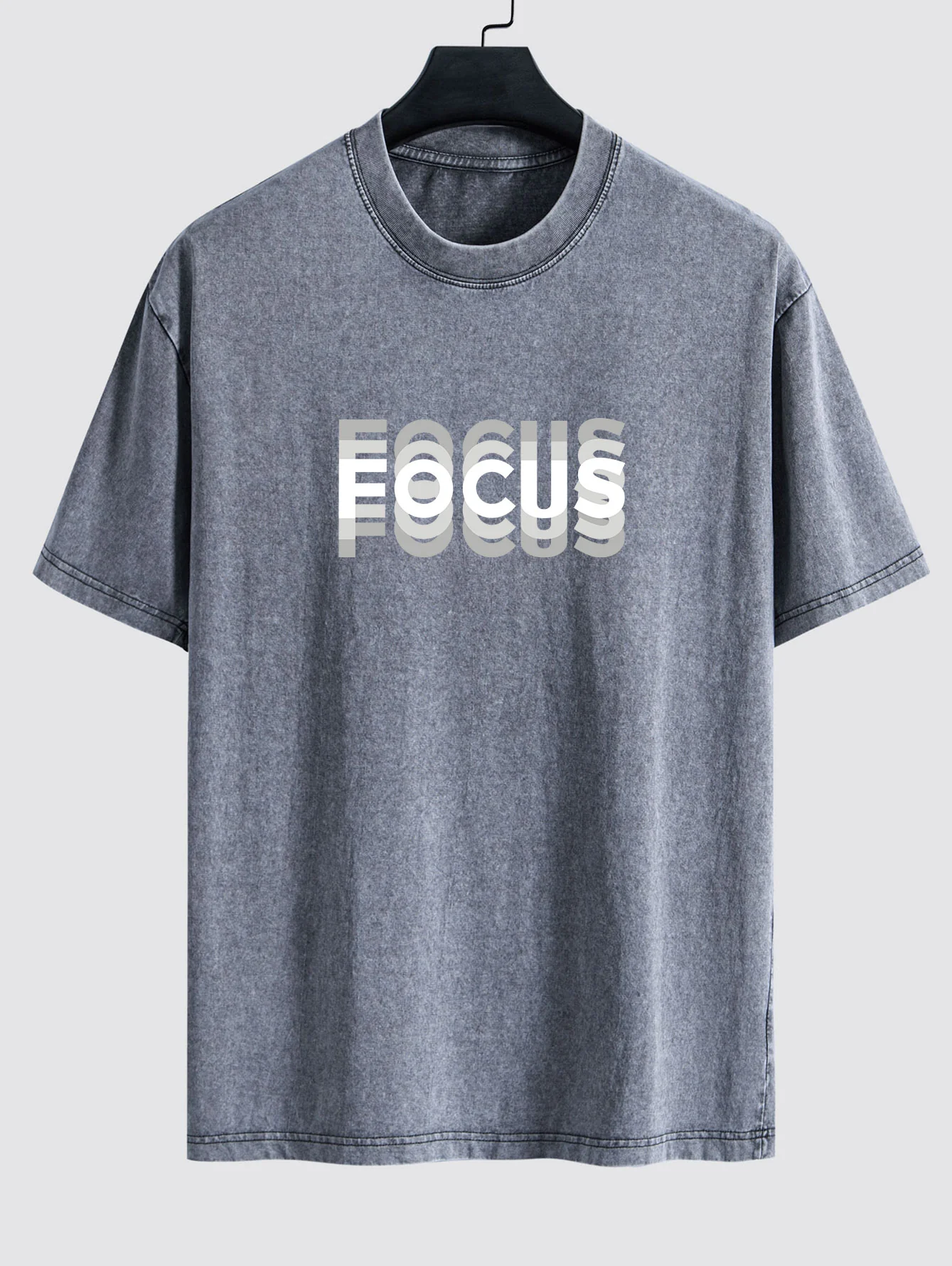 Focus Slogan Print Entspannt Passform Gewaschen Verwaschenes T-Shirt - Image 2