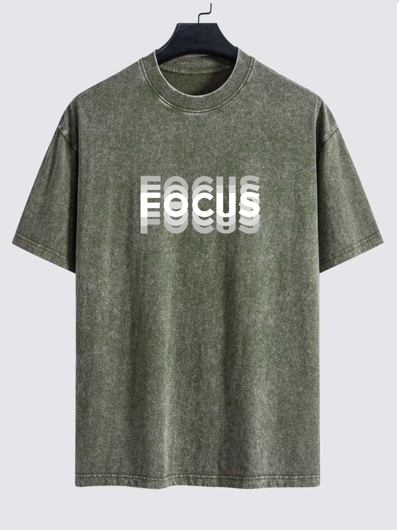 Focus Slogan Print Entspannt Passform Gewaschen Verwaschenes T-Shirt - Image 3