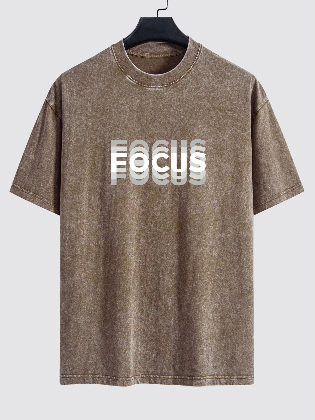 Focus Slogan Print Entspannt Passform Gewaschen Verwaschenes T-Shirt - Image 4