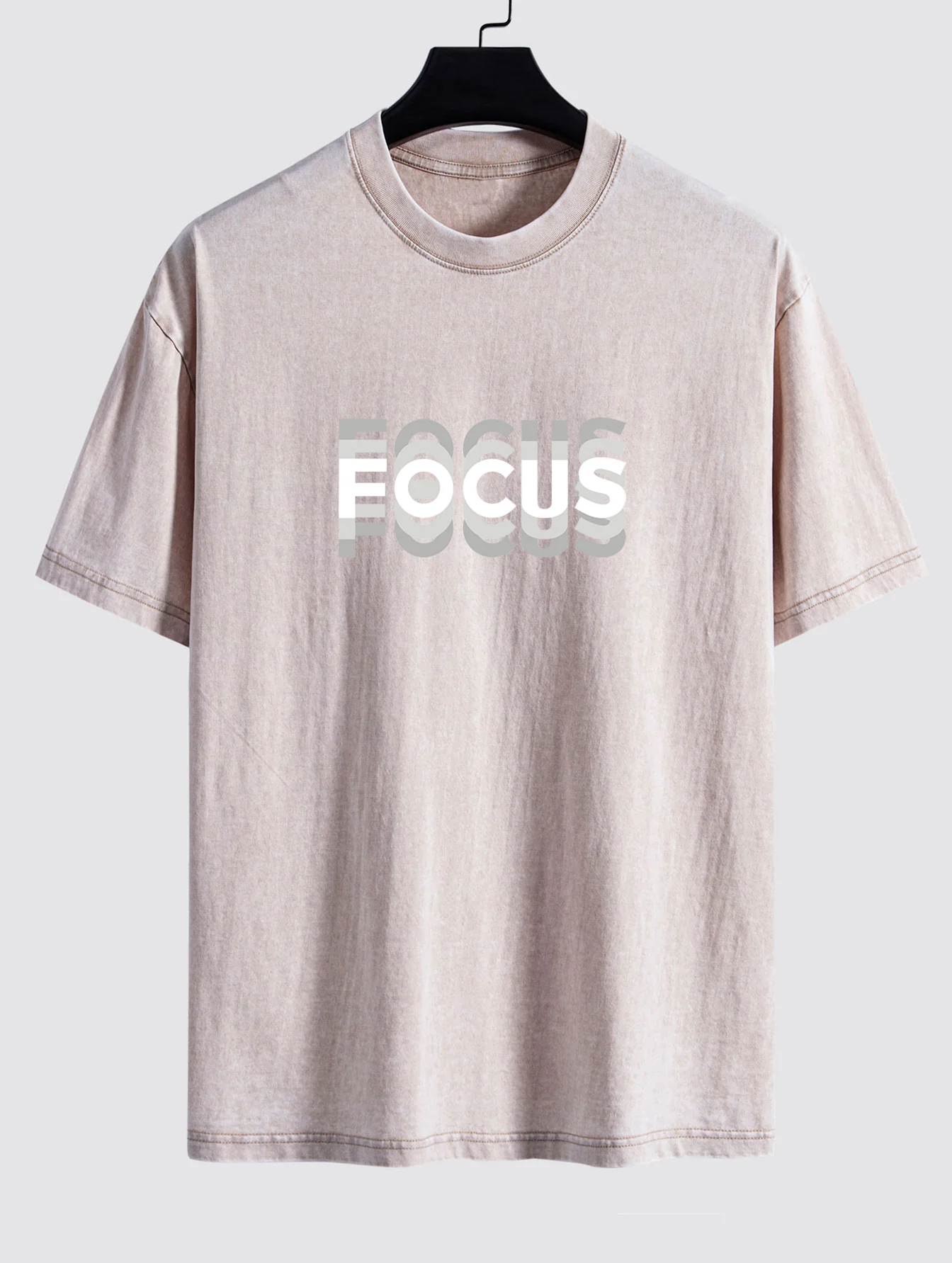 Focus Slogan Print Entspannt Passform Gewaschen Verwaschenes T-Shirt - Image 5