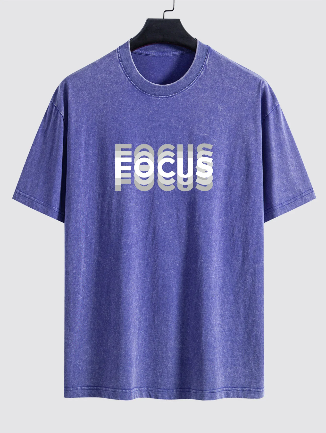 Focus Slogan Print Entspannt Passform Gewaschen Verwaschenes T-Shirt - Image 7