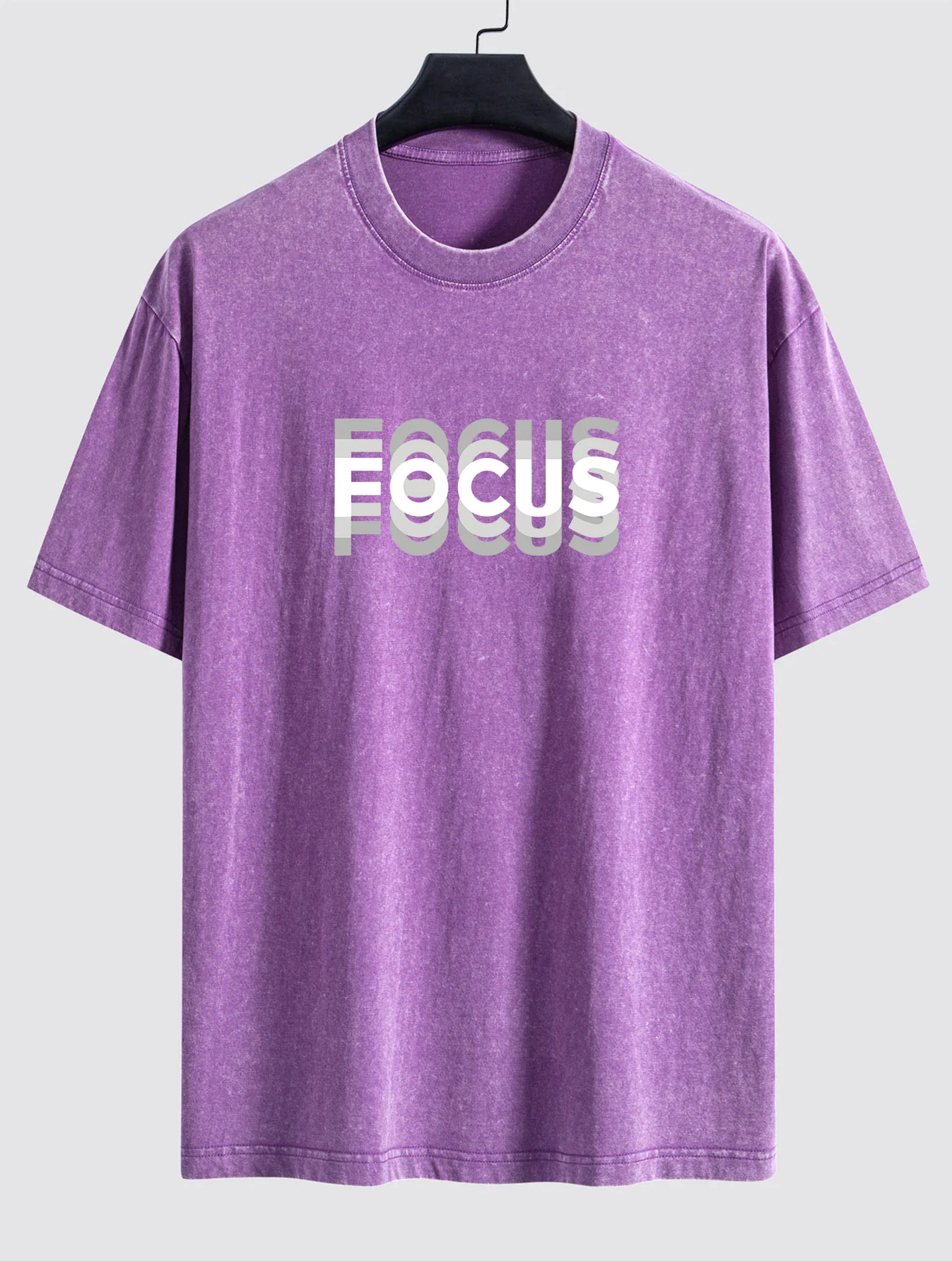 Focus Slogan Print Entspannt Passform Gewaschen Verwaschenes T-Shirt - Image 8