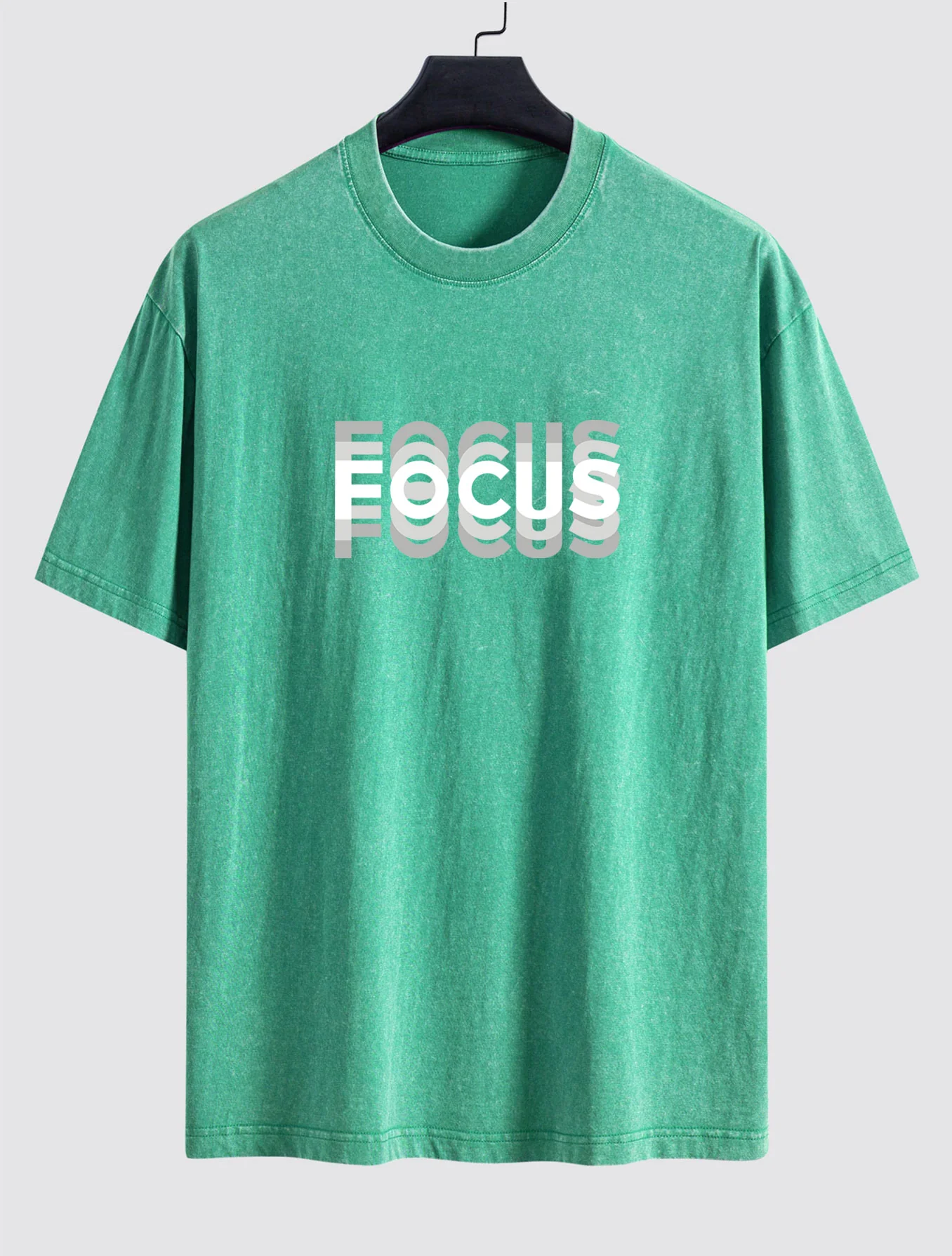 Focus Slogan Print Entspannt Passform Gewaschen Verwaschenes T-Shirt - Image 9