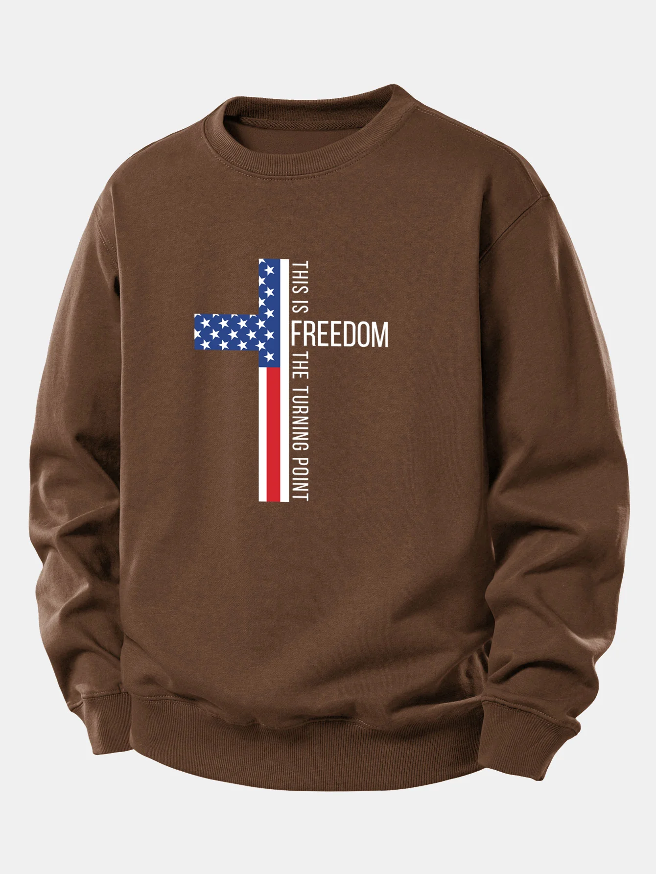 Freedom American Flag Cross Print Relax Fit Sweatshirt - Image 8