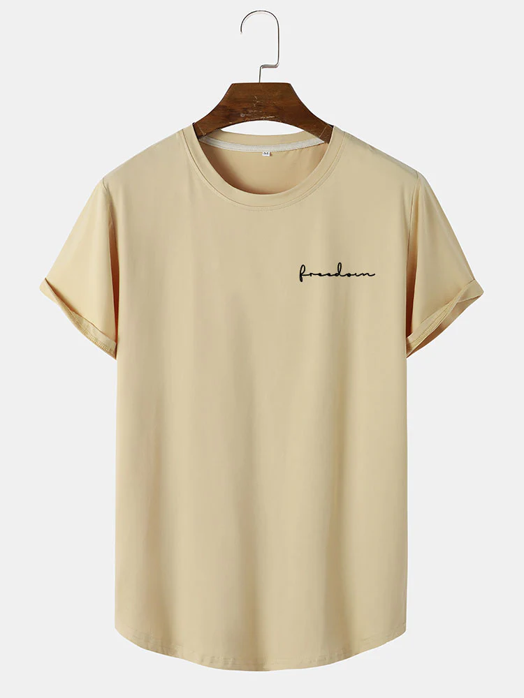 Freedom Print Arc Hem T-Shirt - Image 3