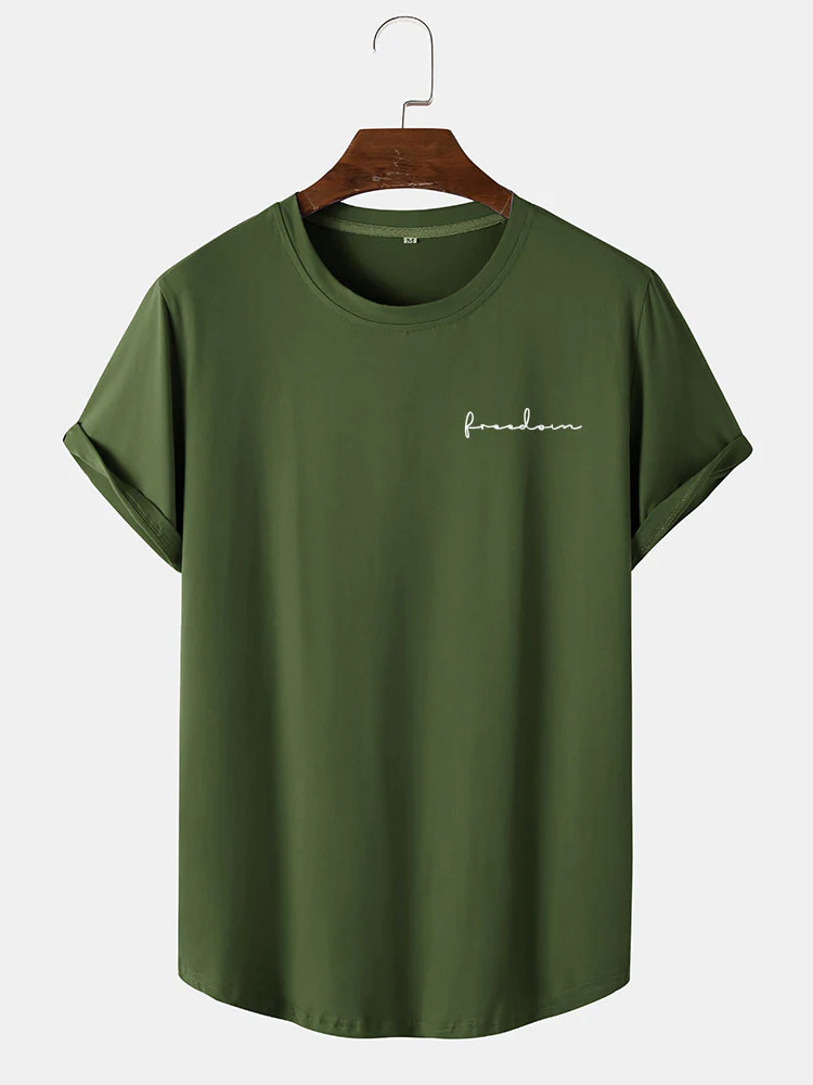 Freedom Print Arc Hem T-Shirt - Image 4