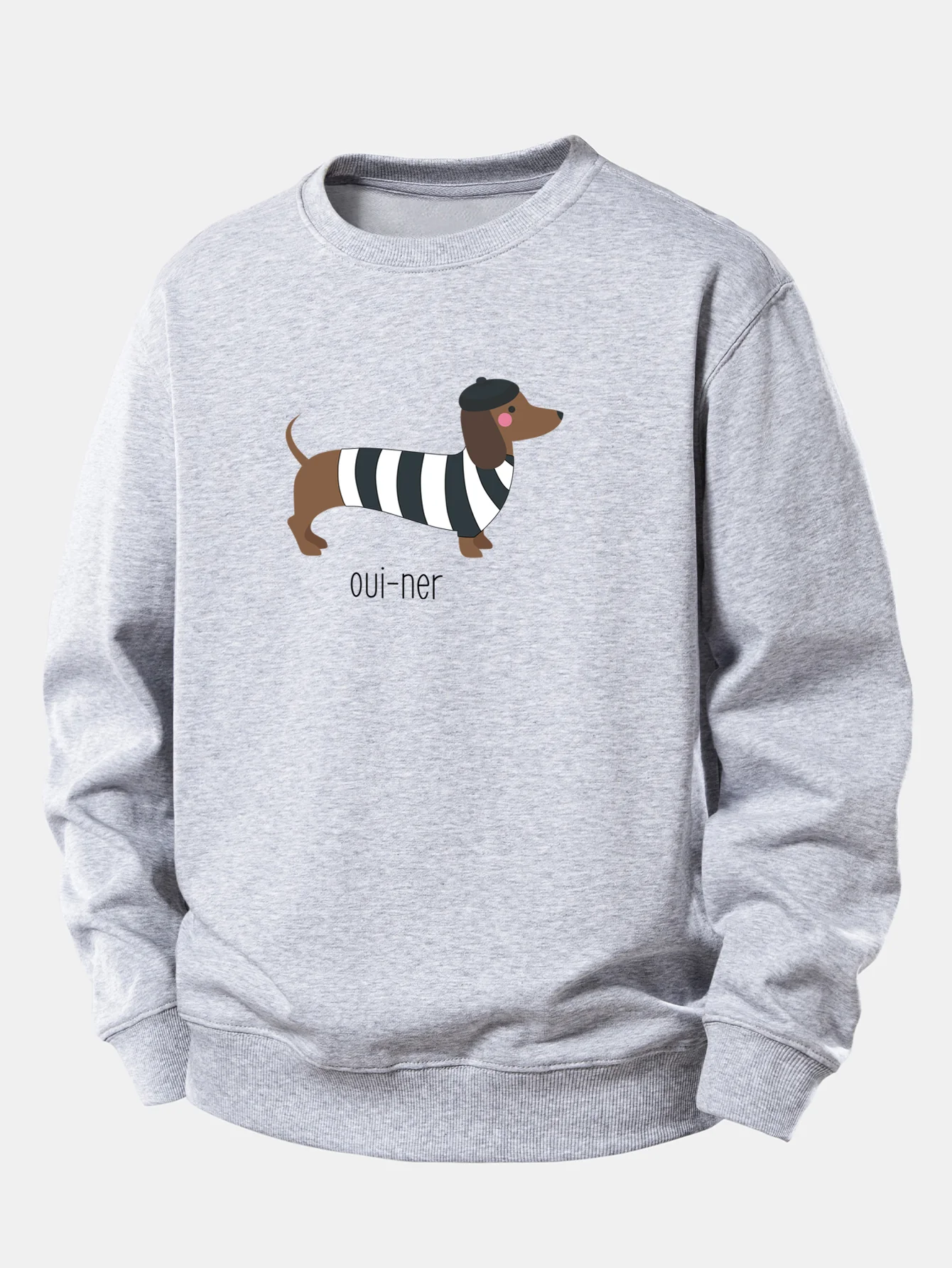 French Dachshund Print Relax Fit Sweatshirt - Image 3