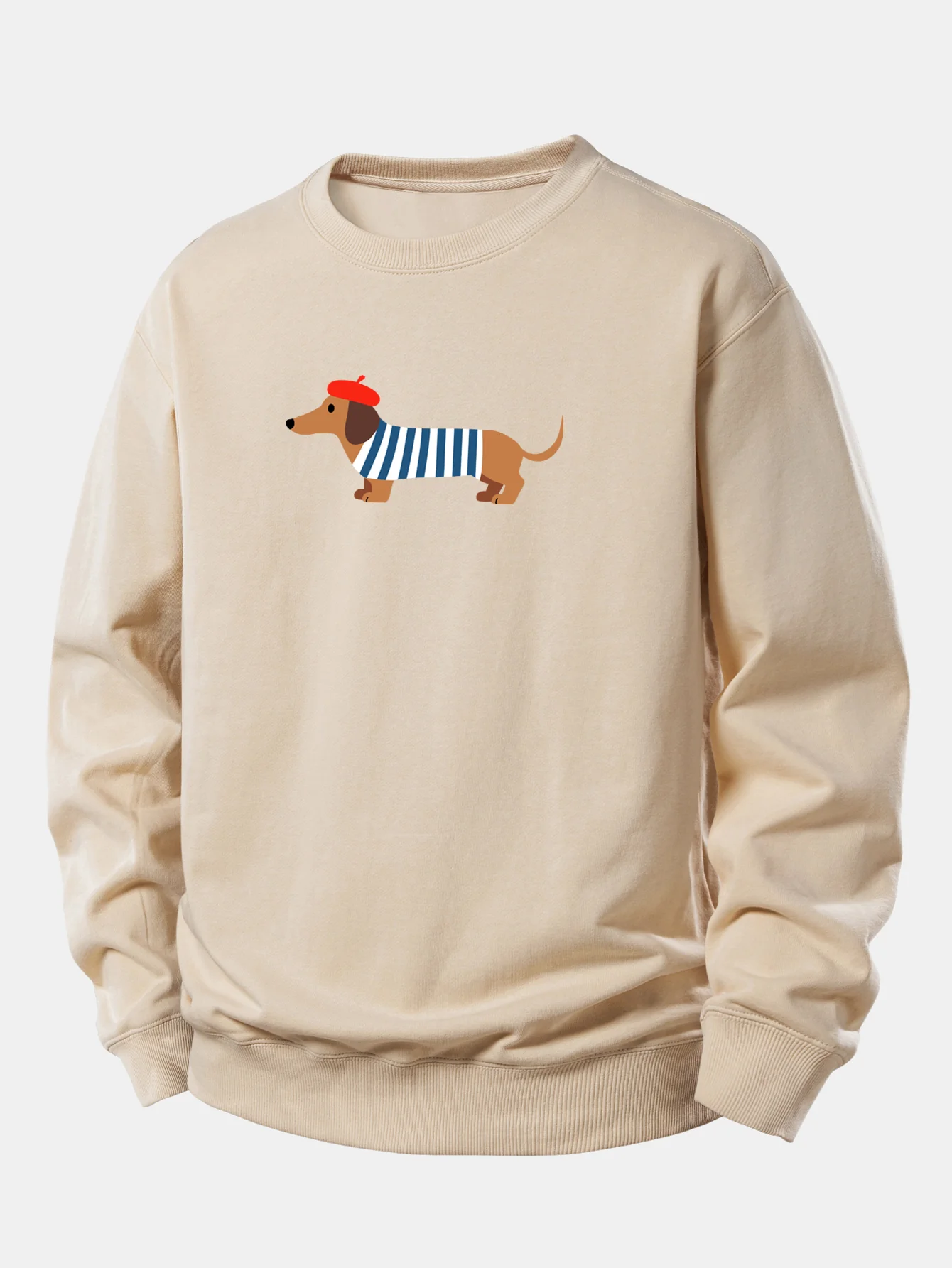 French Dachshund Print Relax Fit Sweatshirt - Image 3