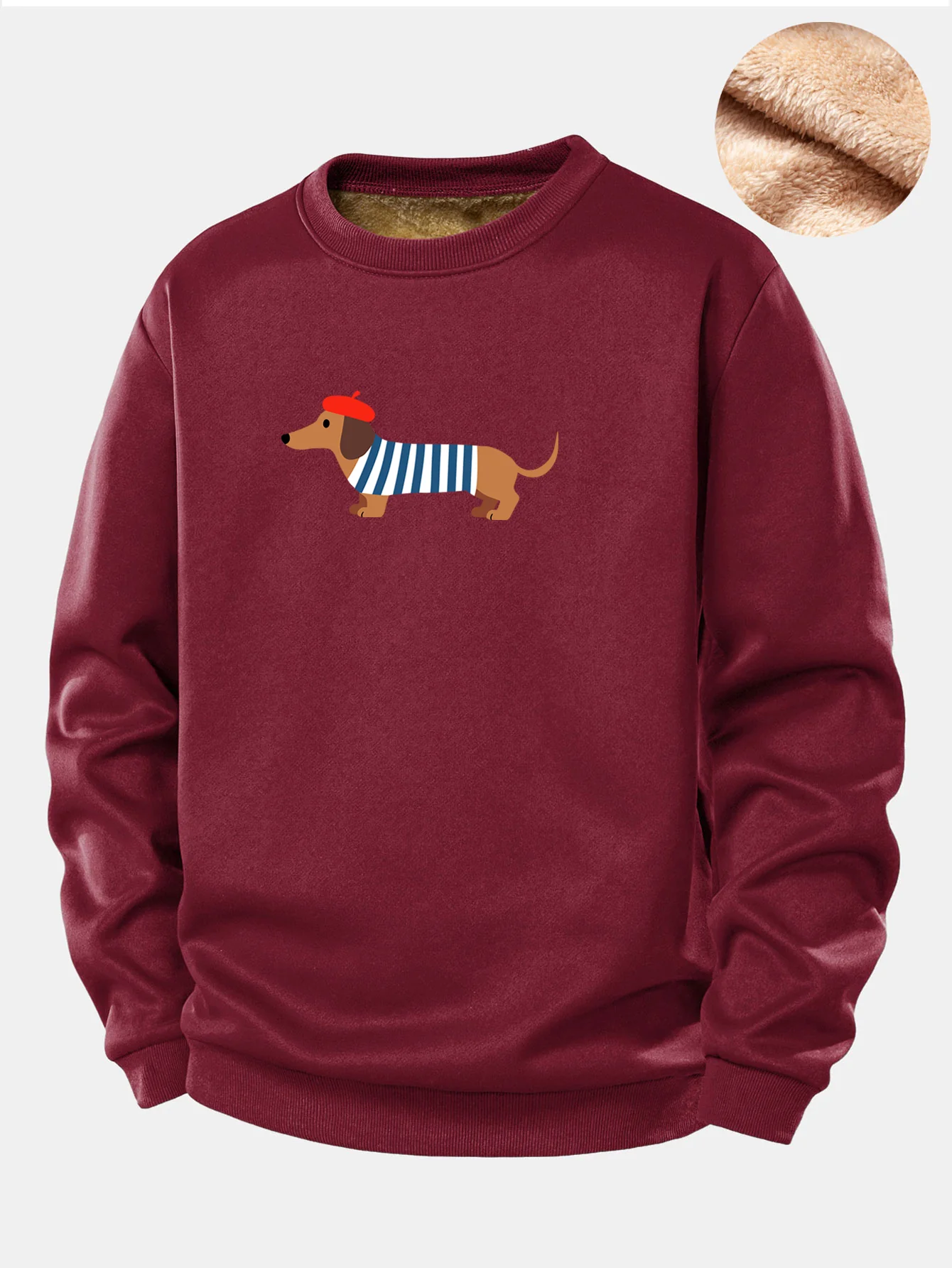 French Dachshund Print Teddy Fleece Lined Sweatshirt - Image 5