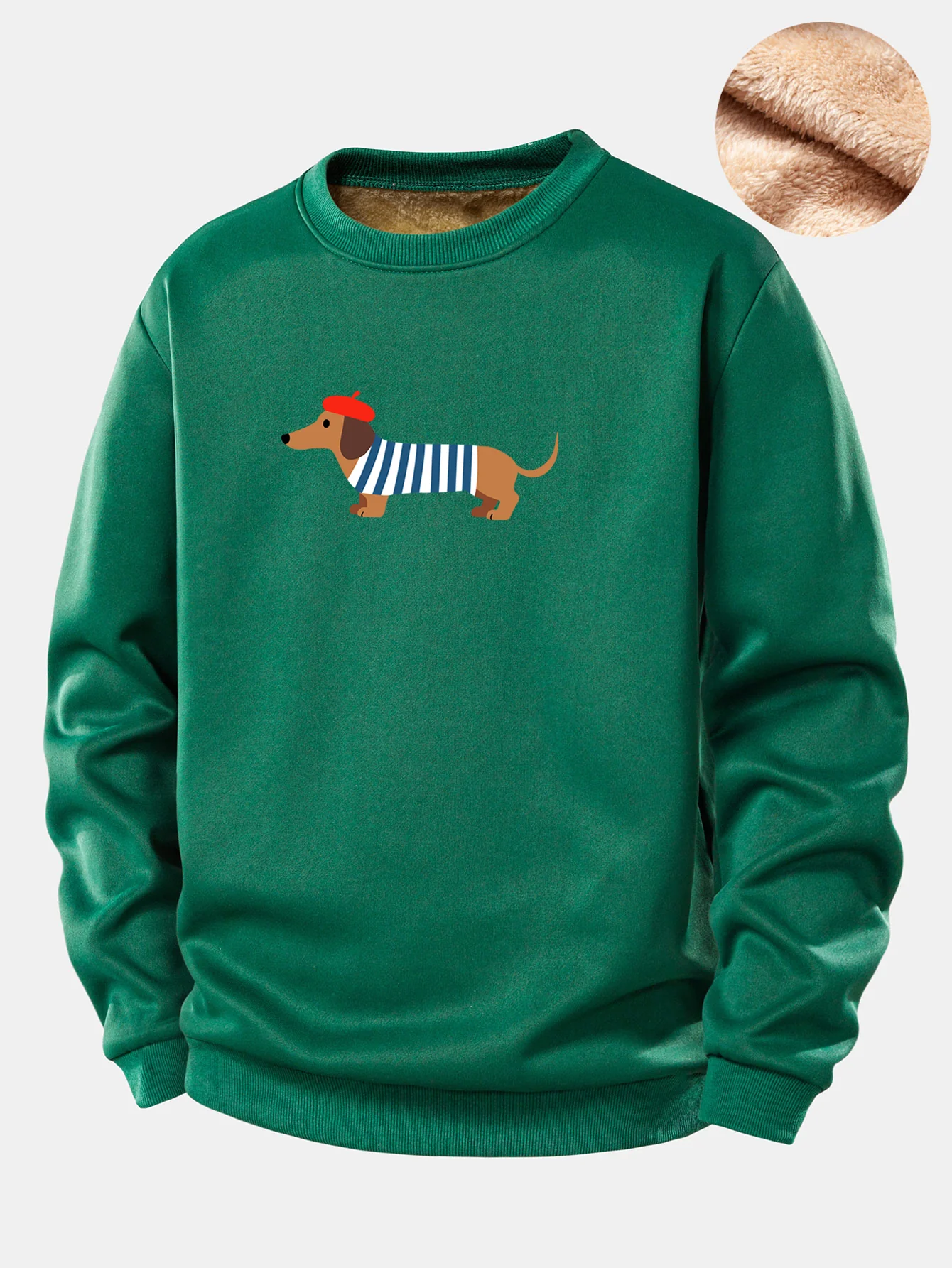French Dachshund Print Teddy Fleece Lined Sweatshirt - Image 7