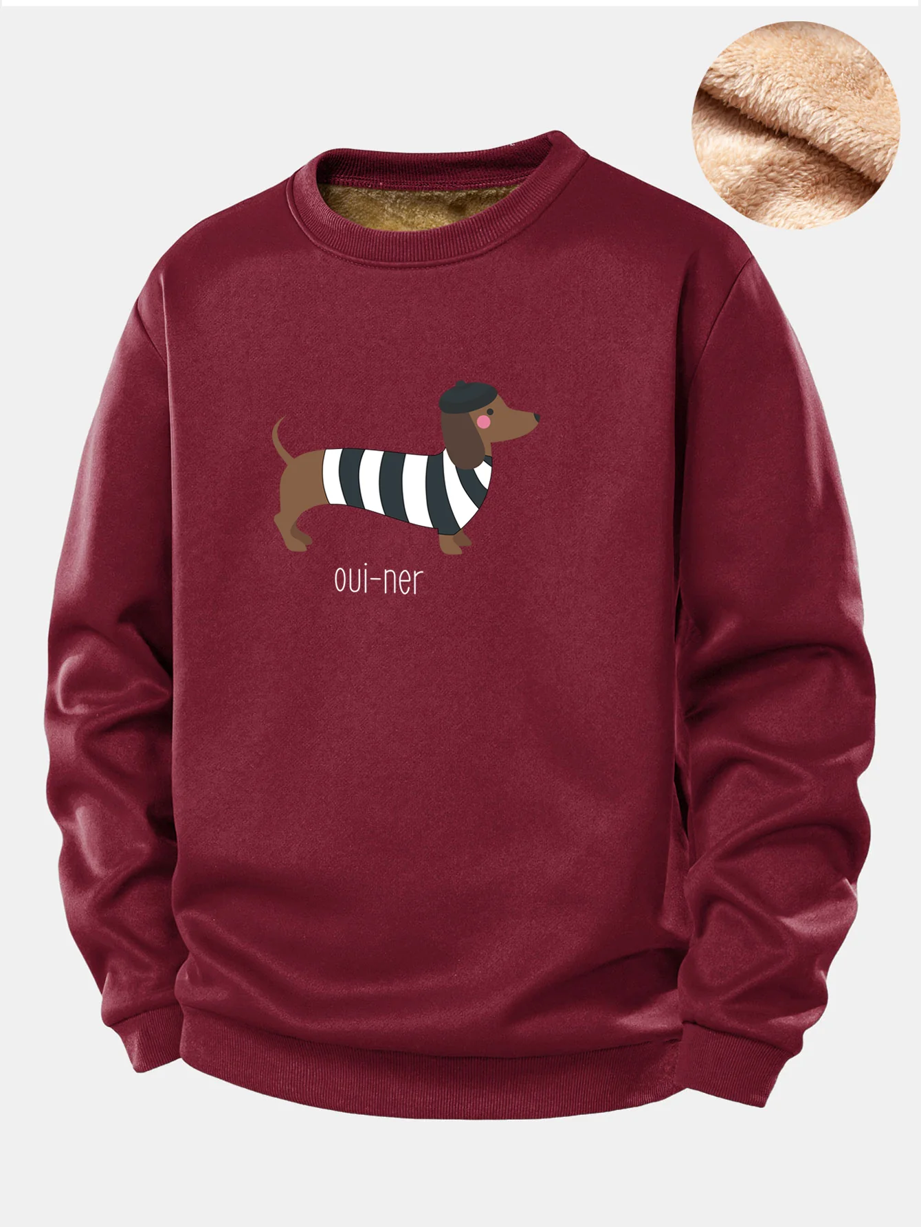 French Dachshund Print Teddy Fleece Lined Sweatshirt - Image 5