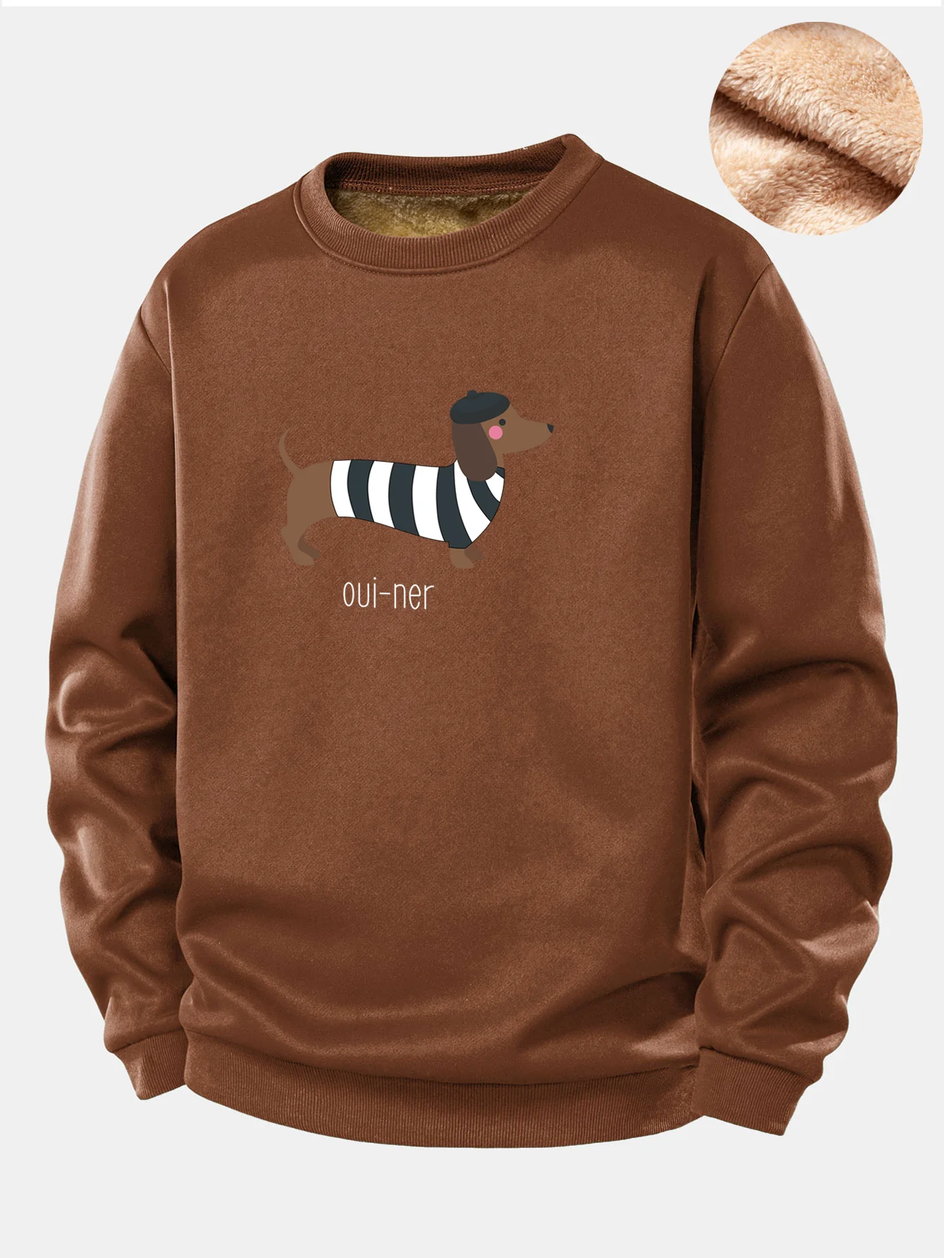 French Dachshund Print Teddy Fleece Lined Sweatshirt - Image 6