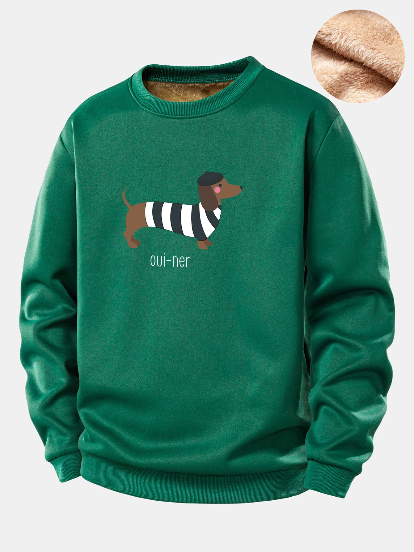 French Dachshund Print Teddy Fleece Lined Sweatshirt - Image 7