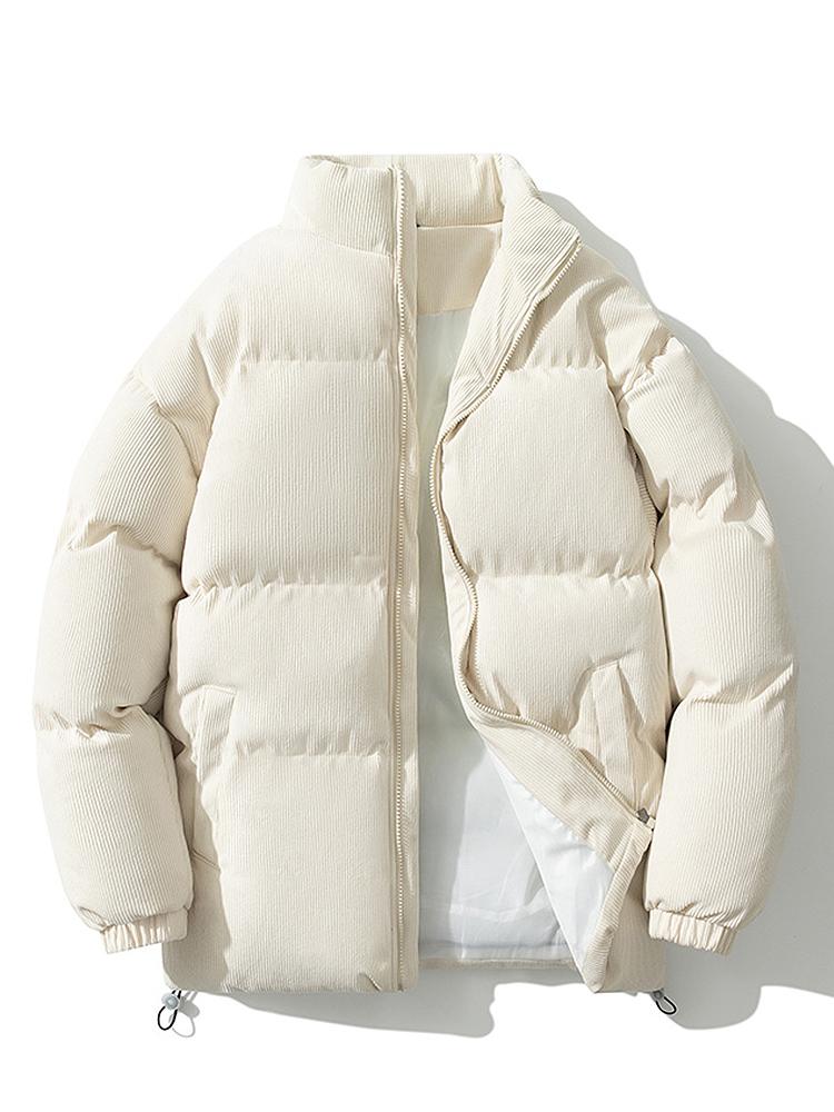 Funnel Neck Corduroy Puffer Coat - Image 10