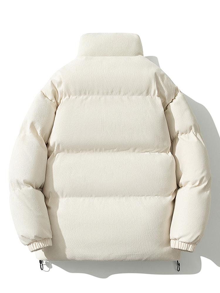 Funnel Neck Corduroy Puffer Coat - Image 11