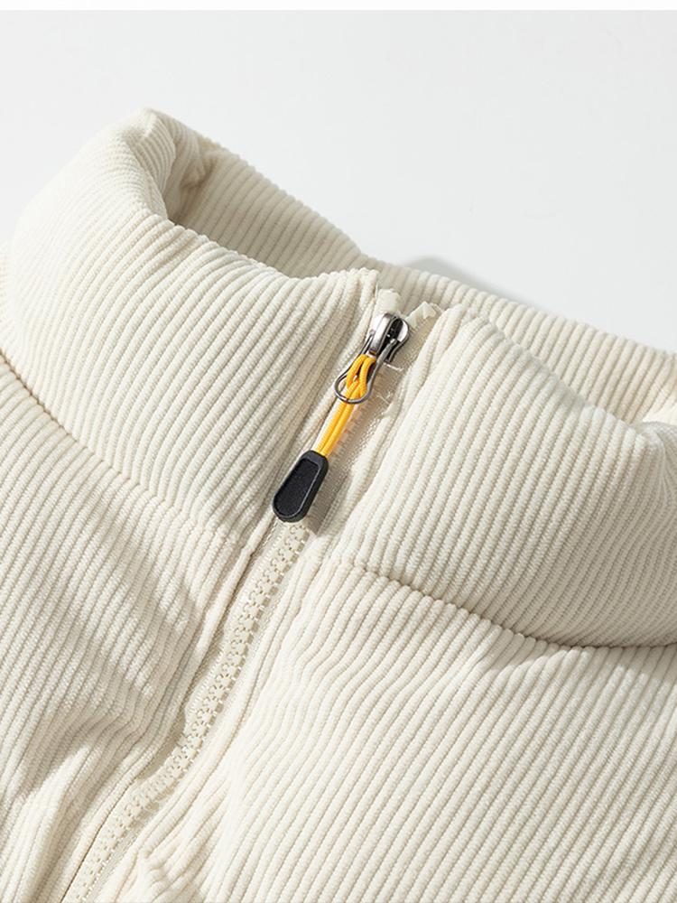 Funnel Neck Corduroy Puffer Coat - Image 12