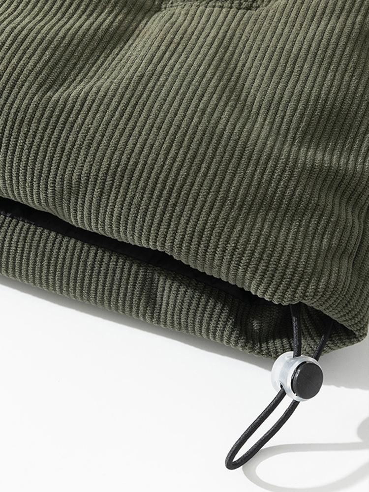 Funnel Neck Corduroy Puffer Coat - Image 13