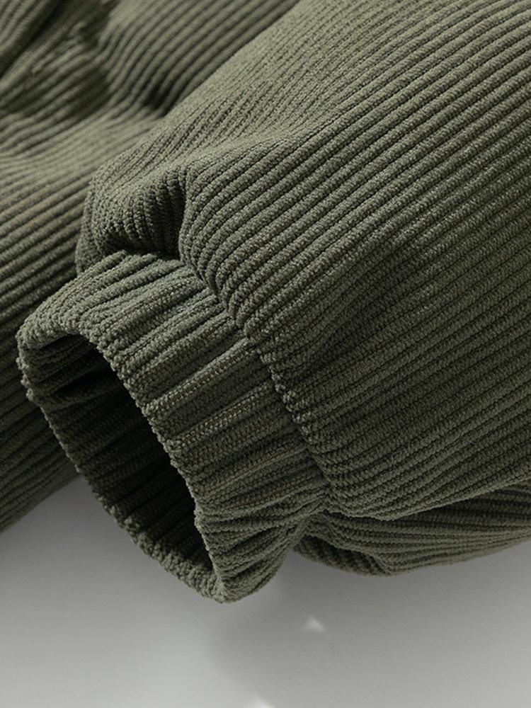 Funnel Neck Corduroy Puffer Coat - Image 14