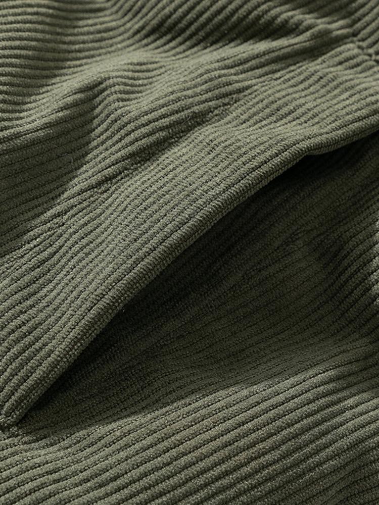 Funnel Neck Corduroy Puffer Coat - Image 15
