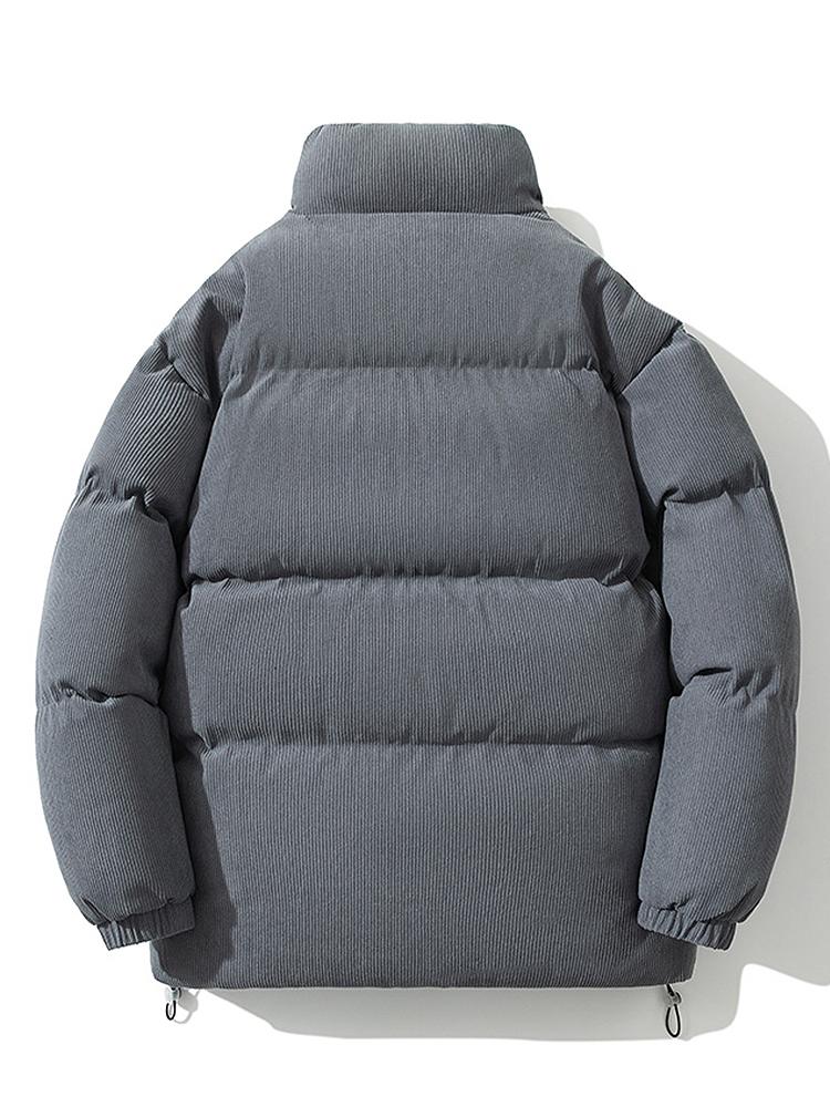Funnel Neck Corduroy Puffer Coat - Image 5
