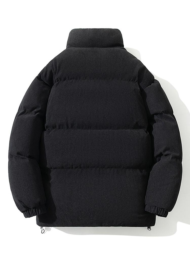 Funnel Neck Corduroy Puffer Coat - Image 8