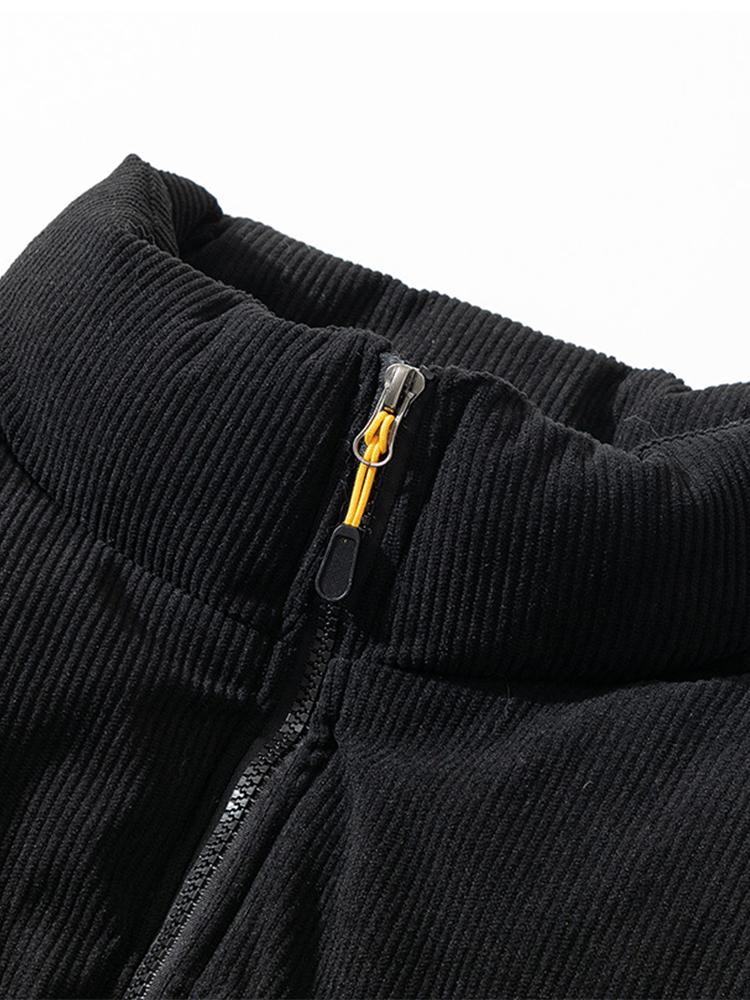 Funnel Neck Corduroy Puffer Coat - Image 9