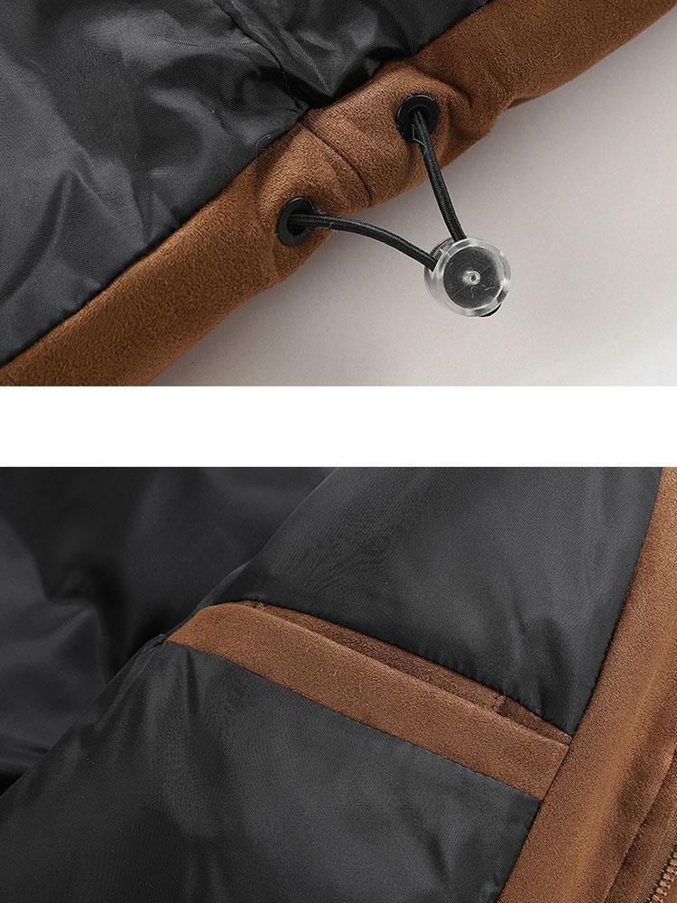 Funnel Neck Faux Suede Puffer Coat - Image 7