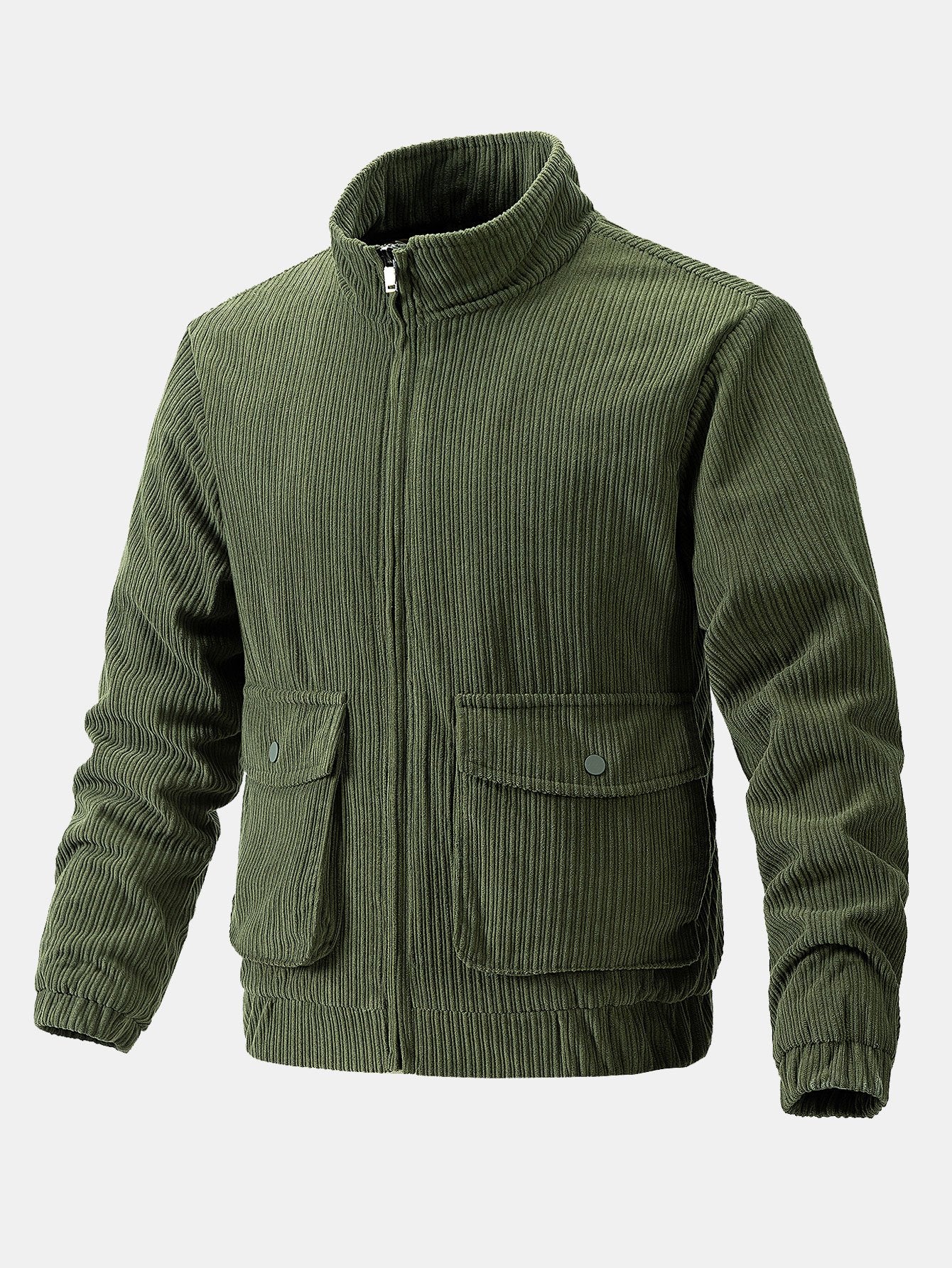 Funnel-Neck-gefütterte Cord-Jacke - Image 4