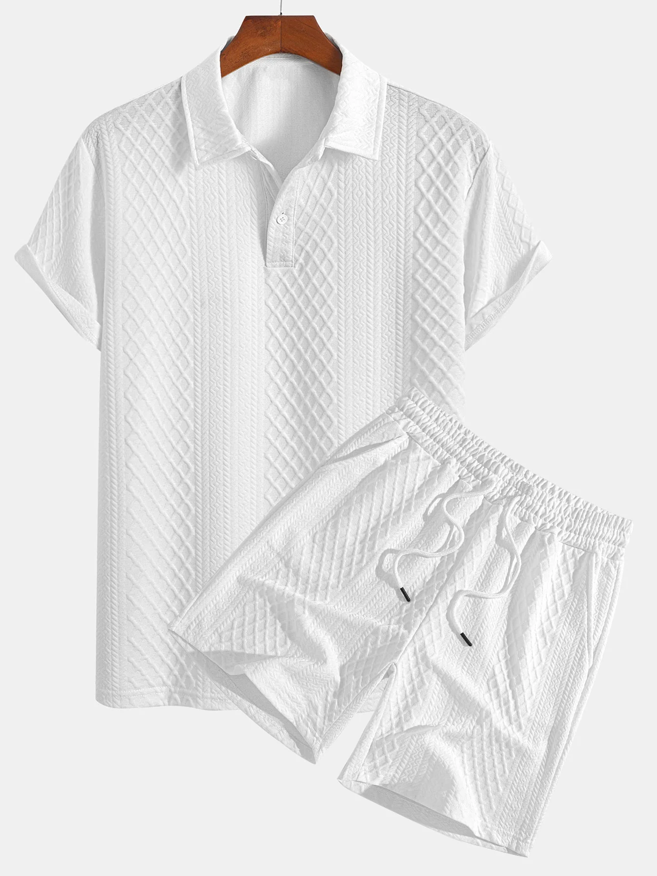Geometrisches Diamant-Jacquard-Polo & Shorts - Image 2