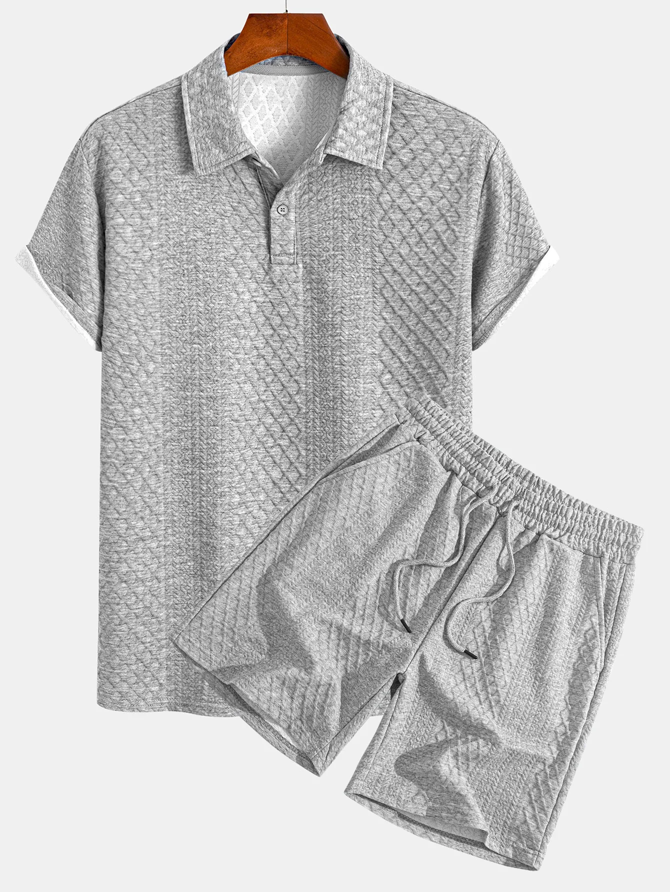 Geometrisches Diamant-Jacquard-Polo & Shorts - Image 4