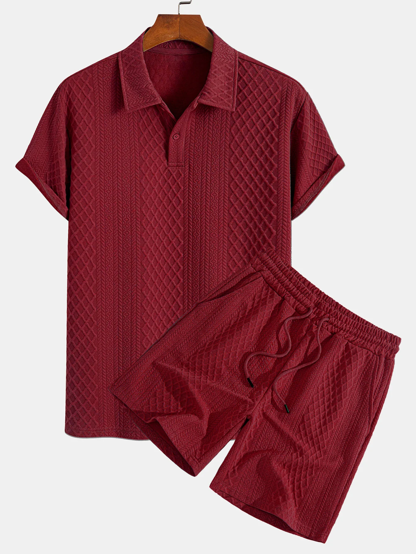 Geometrisches Diamant-Jacquard-Polo & Shorts - Image 6