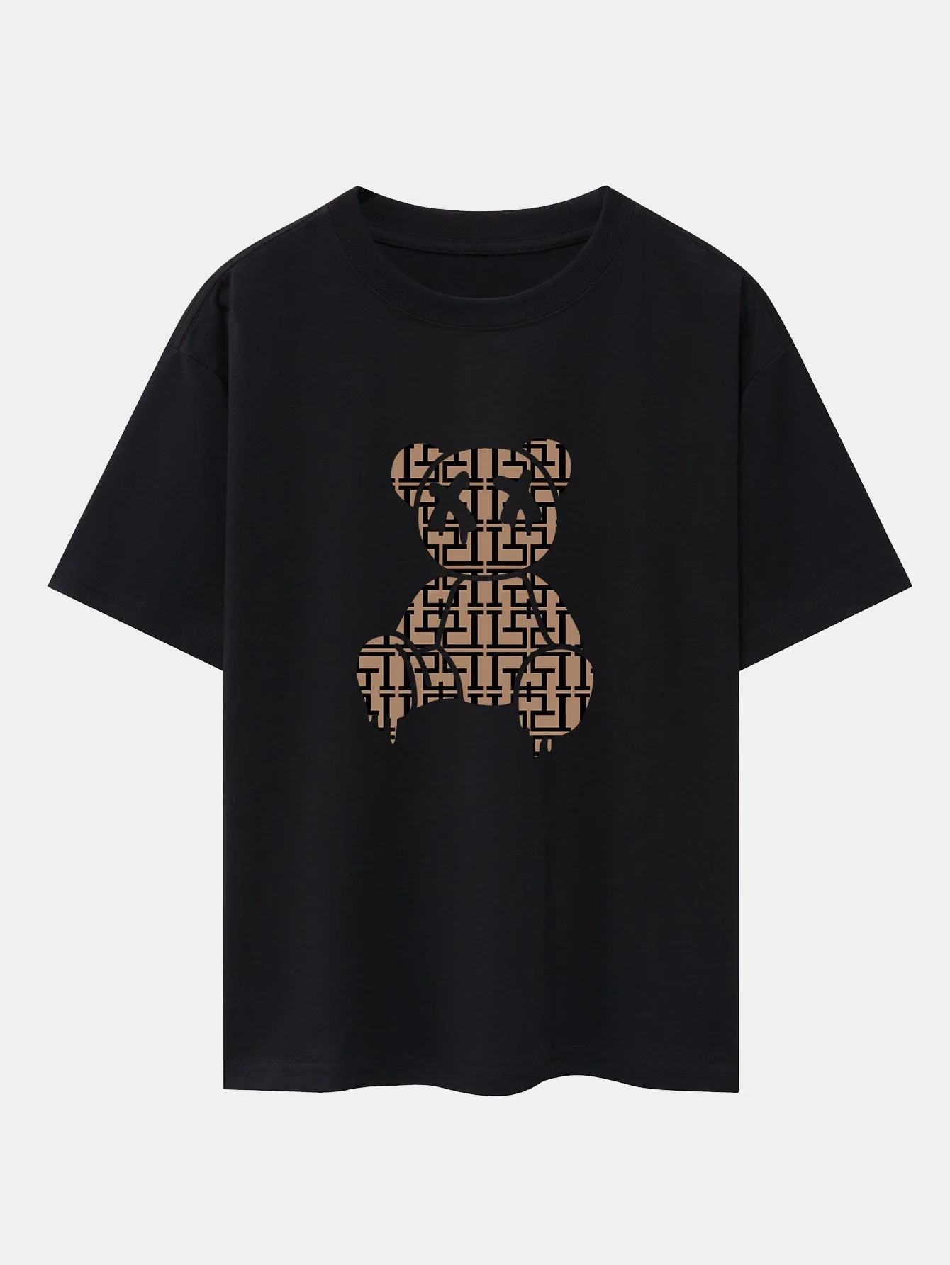 Geometrisches Auflösungs-Bären-Drop-Shoulder-Übergröße-T-Shirt - Image 3