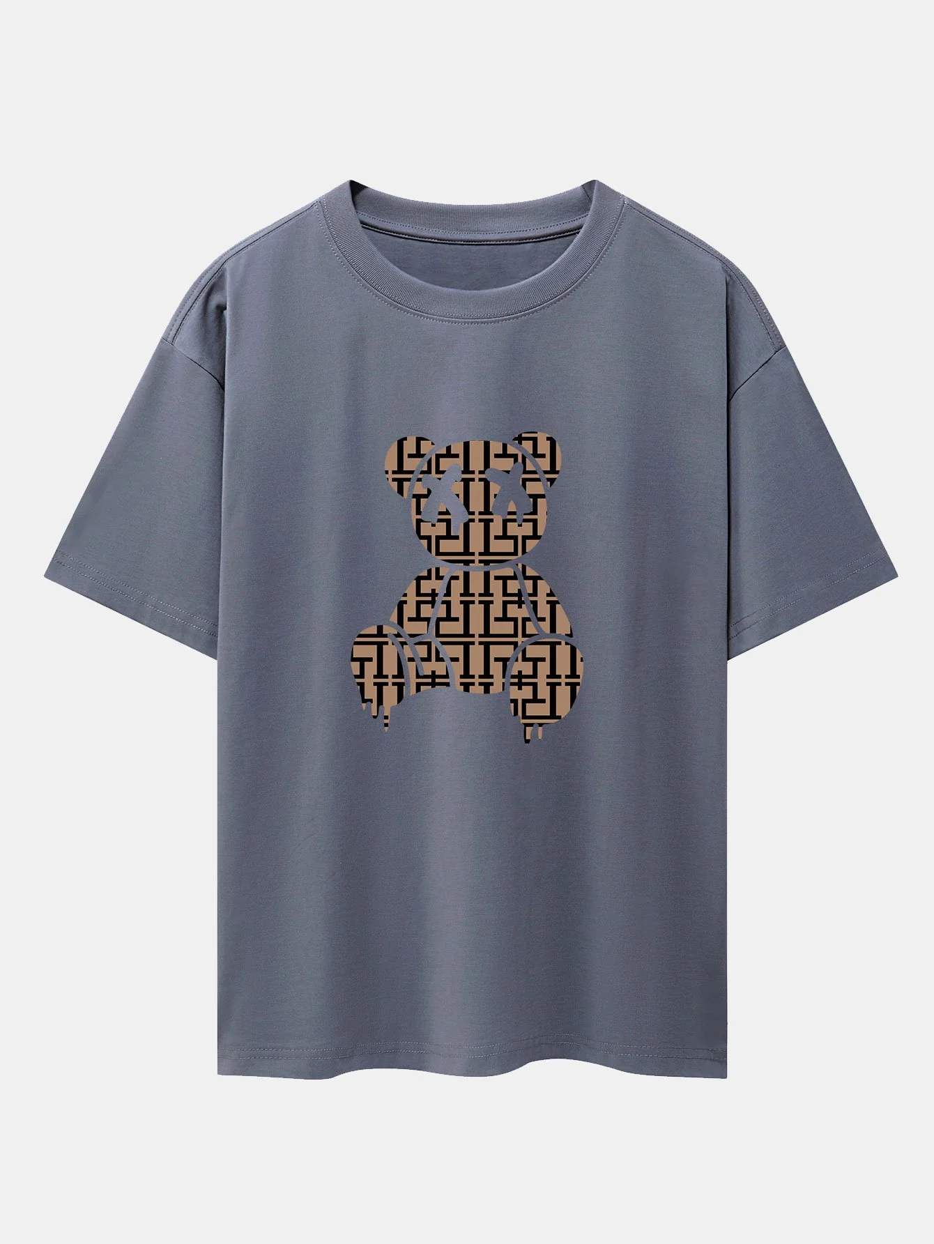 Geometrisches Auflösungs-Bären-Drop-Shoulder-Übergröße-T-Shirt - Image 6