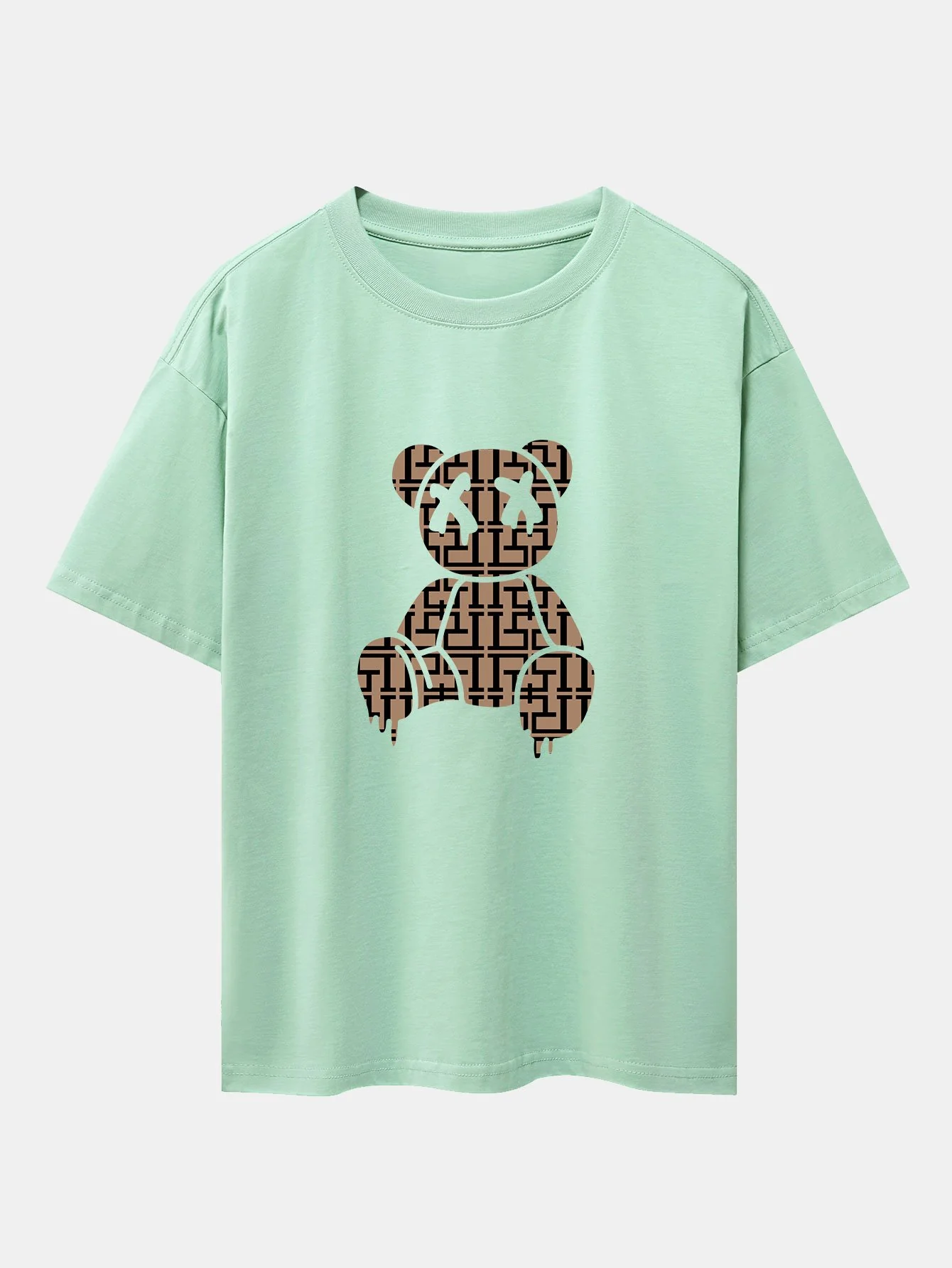 Geometrisches Auflösungs-Bären-Drop-Shoulder-Übergröße-T-Shirt - Image 8