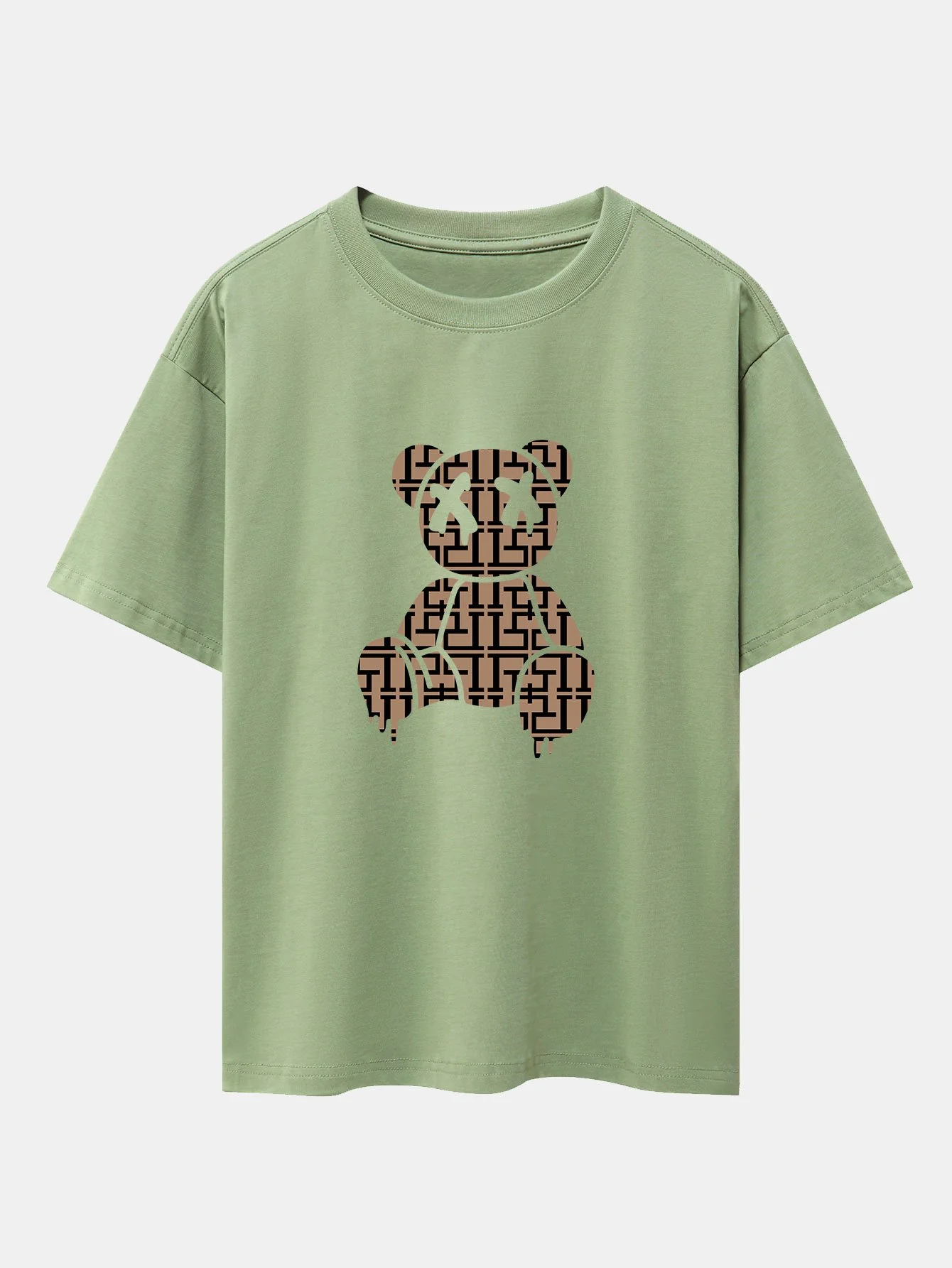 Geometrisches Auflösungs-Bären-Drop-Shoulder-Übergröße-T-Shirt - Image 9