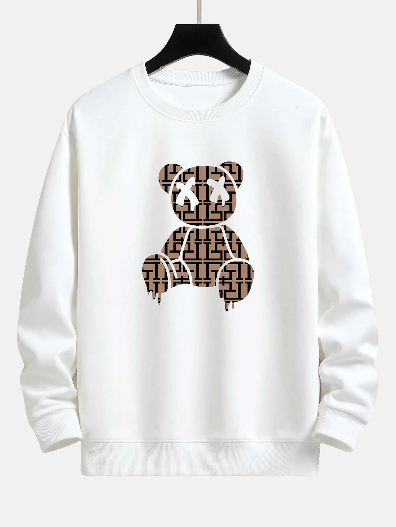 Geometrischer auflösender Bärenprint Relaxed Fit Sweatshirt - Image 3
