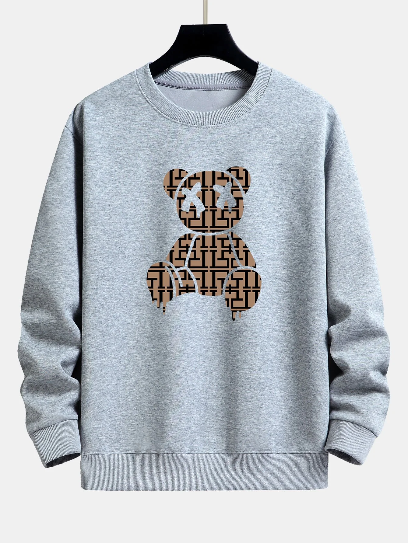 Geometrischer auflösender Bärenprint Relaxed Fit Sweatshirt - Image 5