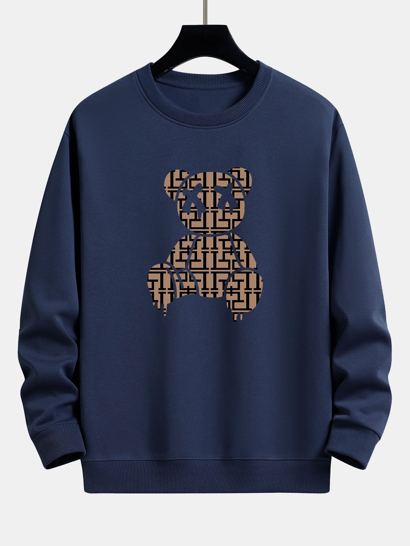 Geometrischer auflösender Bärenprint Relaxed Fit Sweatshirt - Image 6