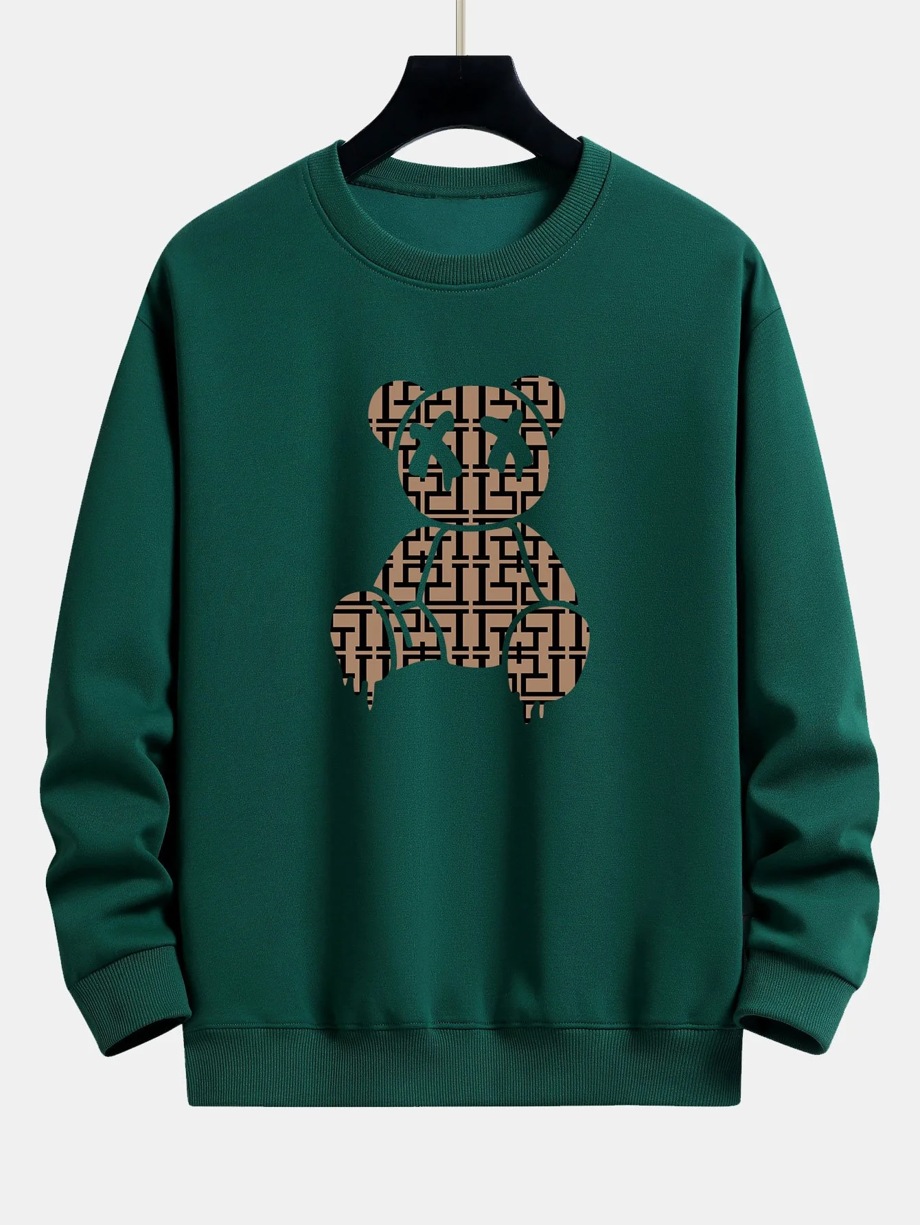 Geometrischer auflösender Bärenprint Relaxed Fit Sweatshirt - Image 8