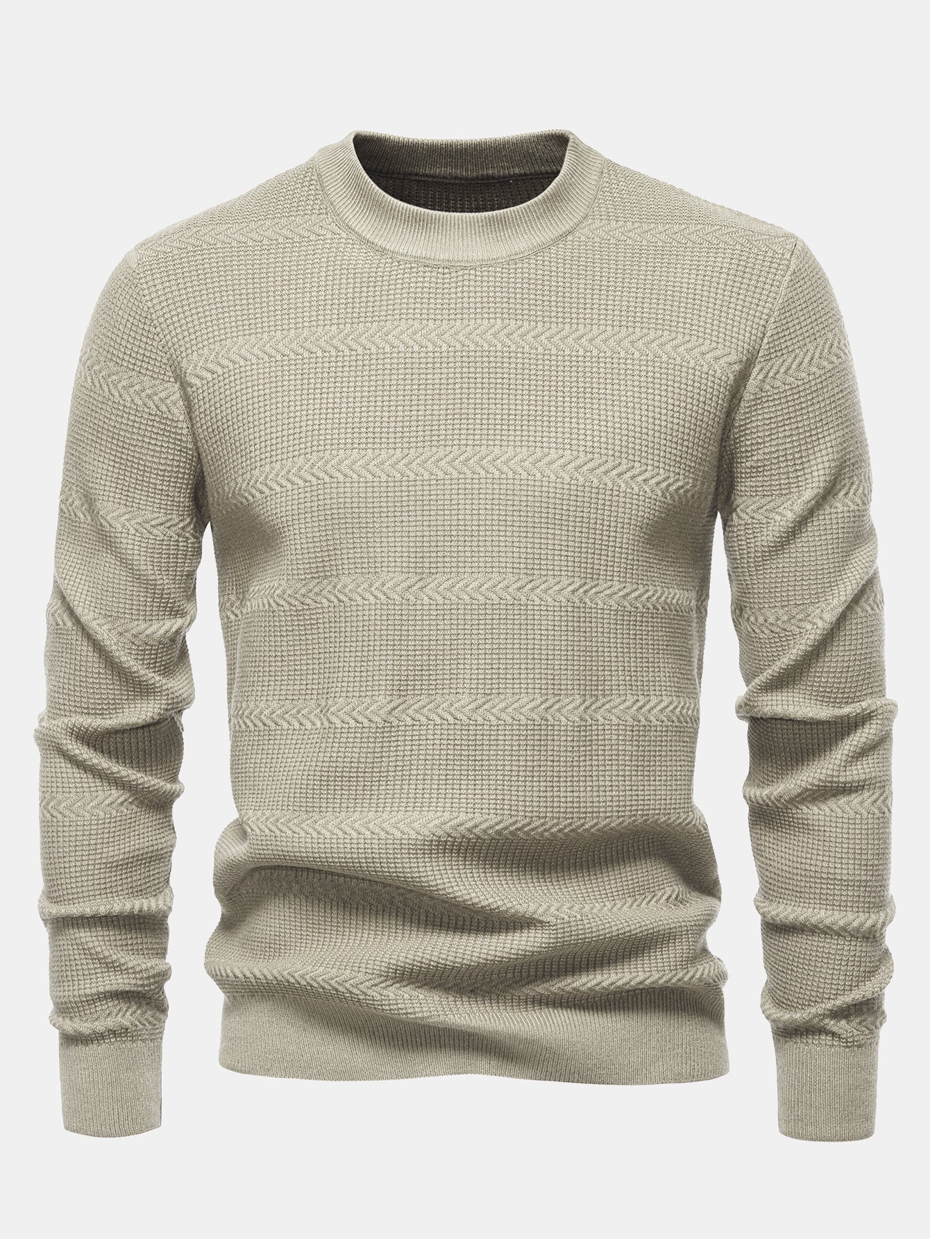 Geometrischer Jacquard Rundhals Pullover - Image 3