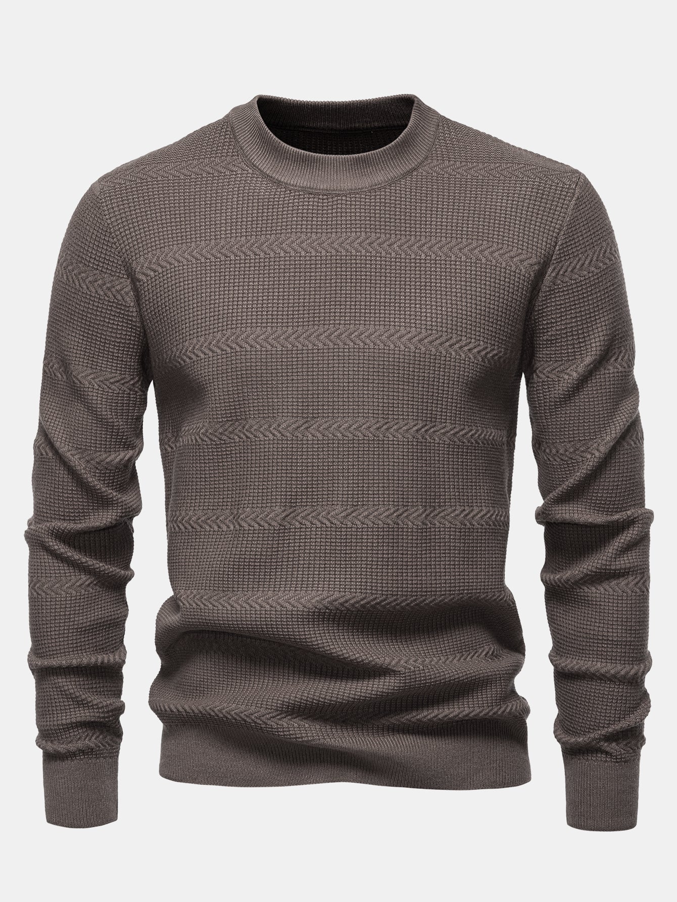Geometrischer Jacquard Rundhals Pullover - Image 5