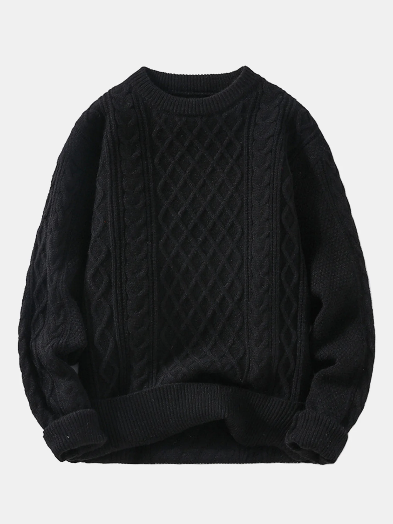Geometric Jacquard Crew Neck Sweater - Image 2