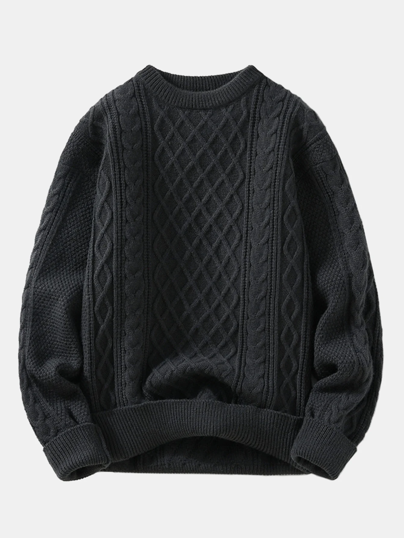 Geometric Jacquard Crew Neck Sweater - Image 3