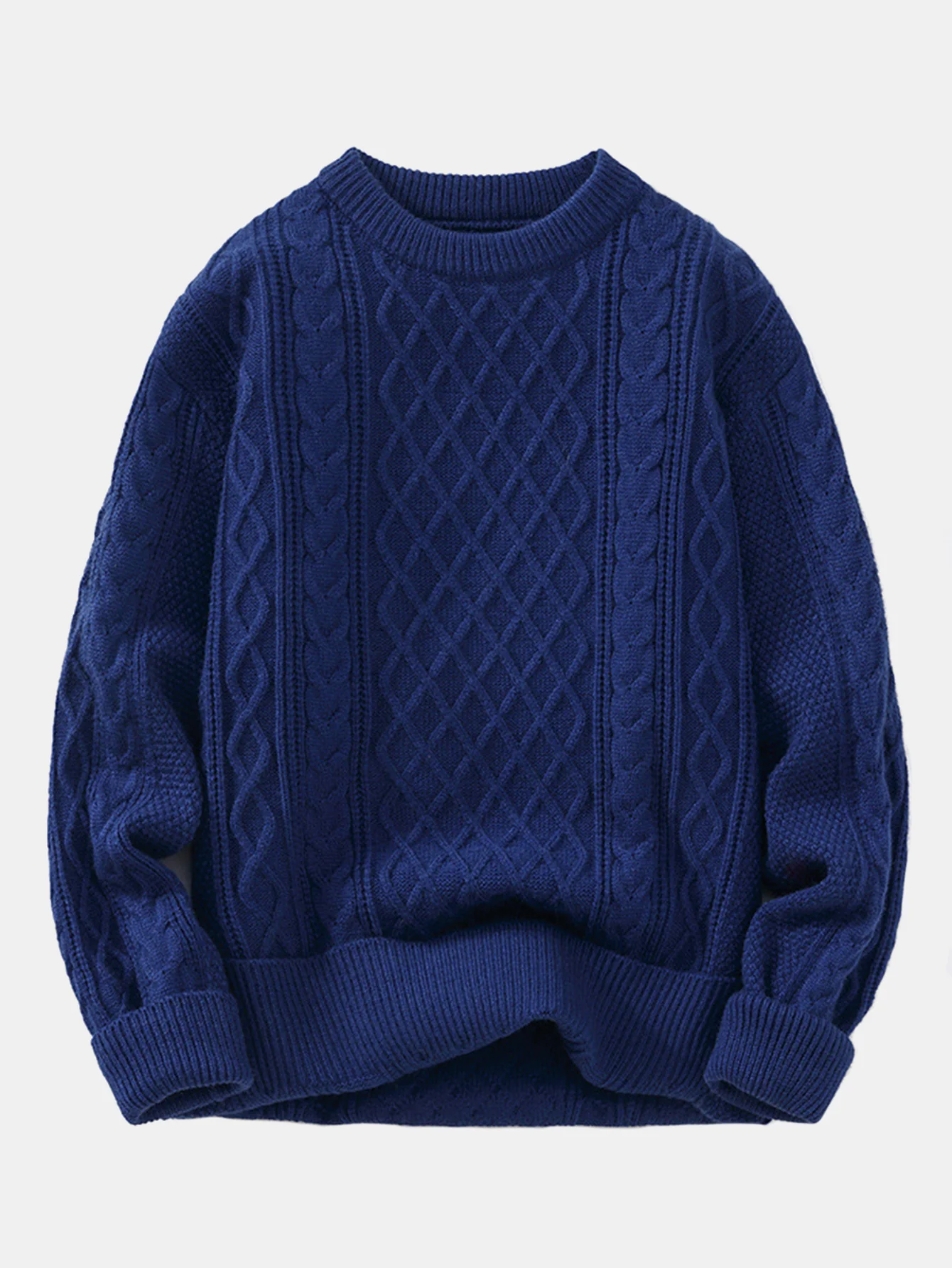 Geometric Jacquard Crew Neck Sweater - Image 4