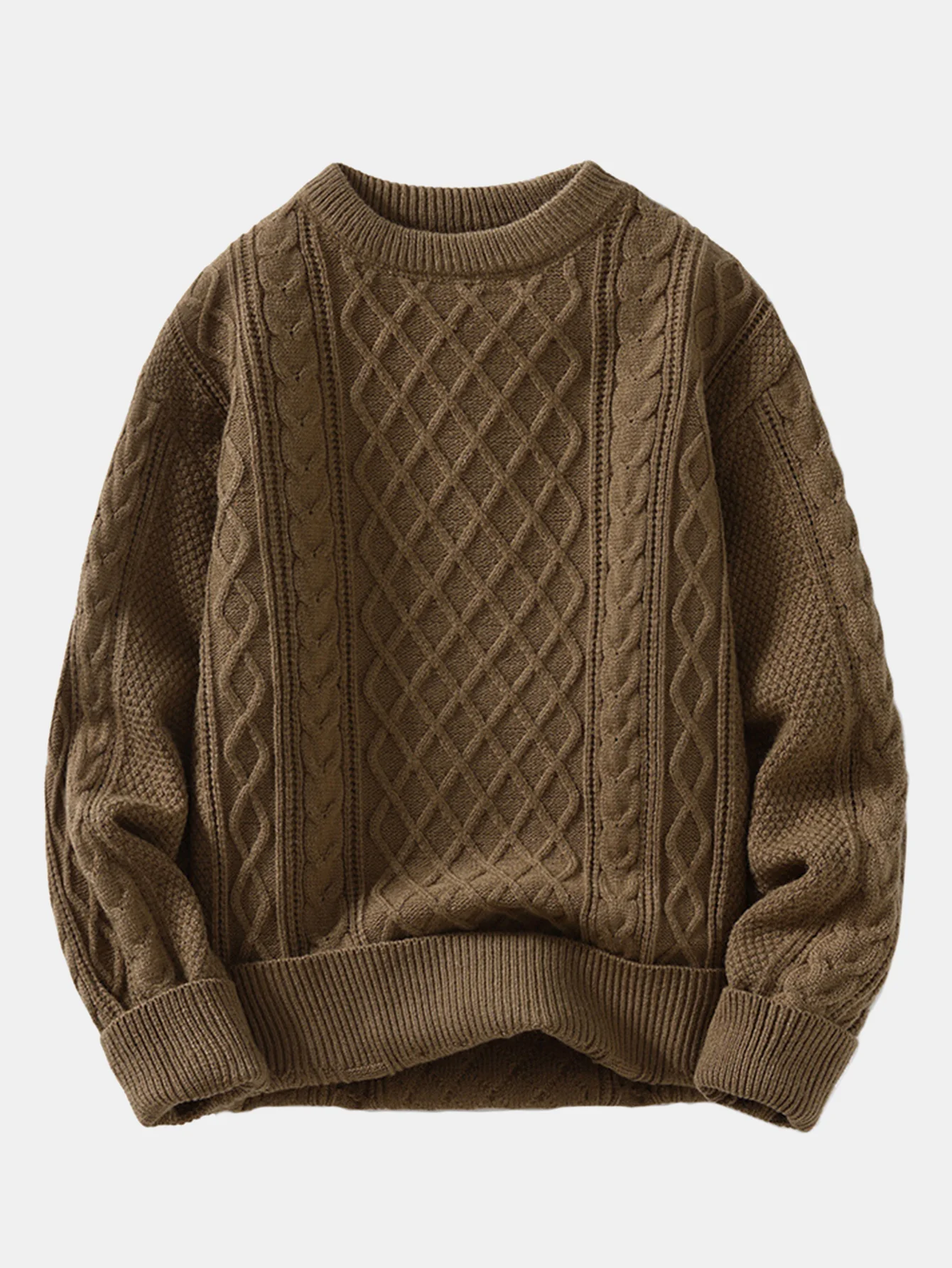 Geometric Jacquard Crew Neck Sweater - Image 5