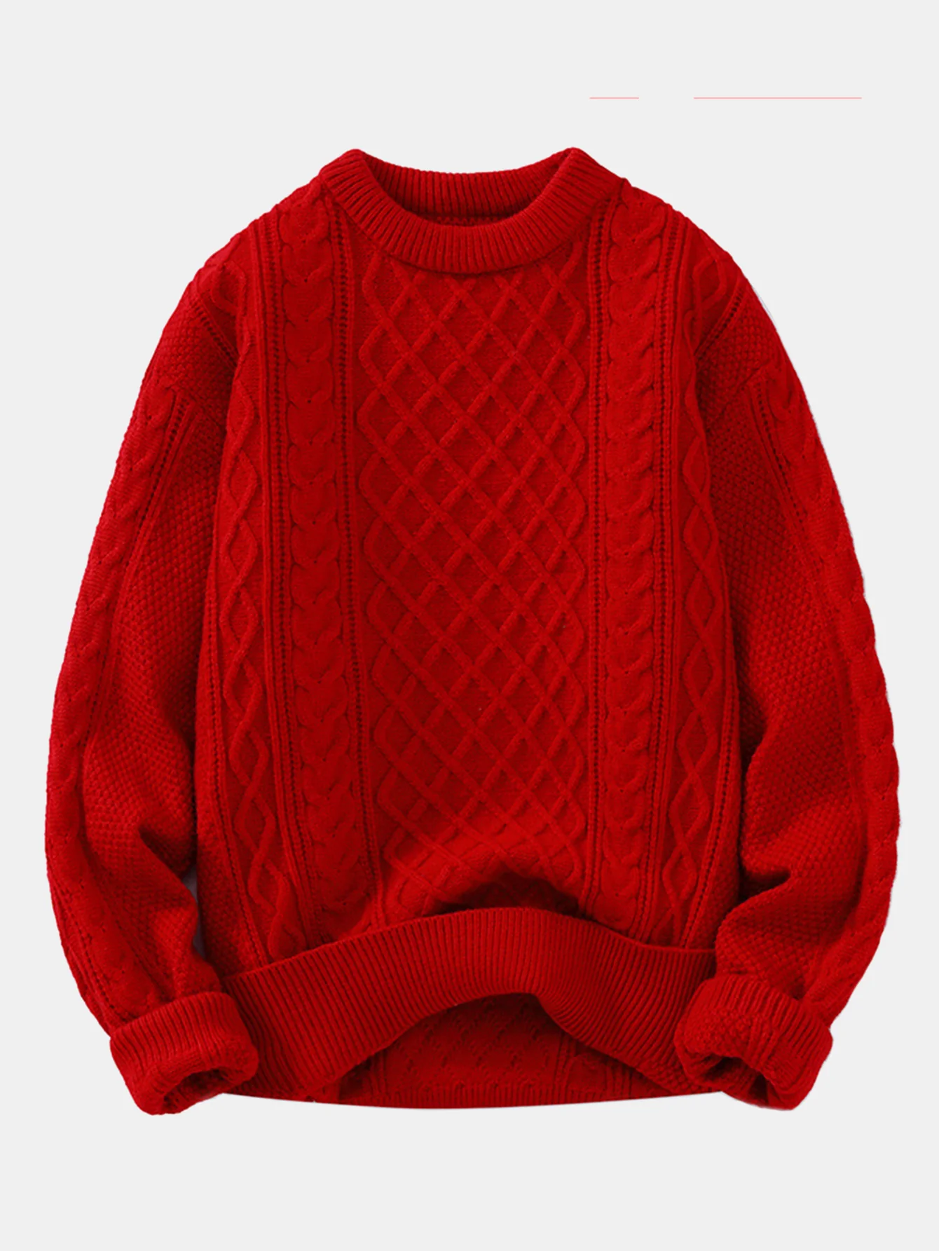 Geometric Jacquard Crew Neck Sweater - Image 6